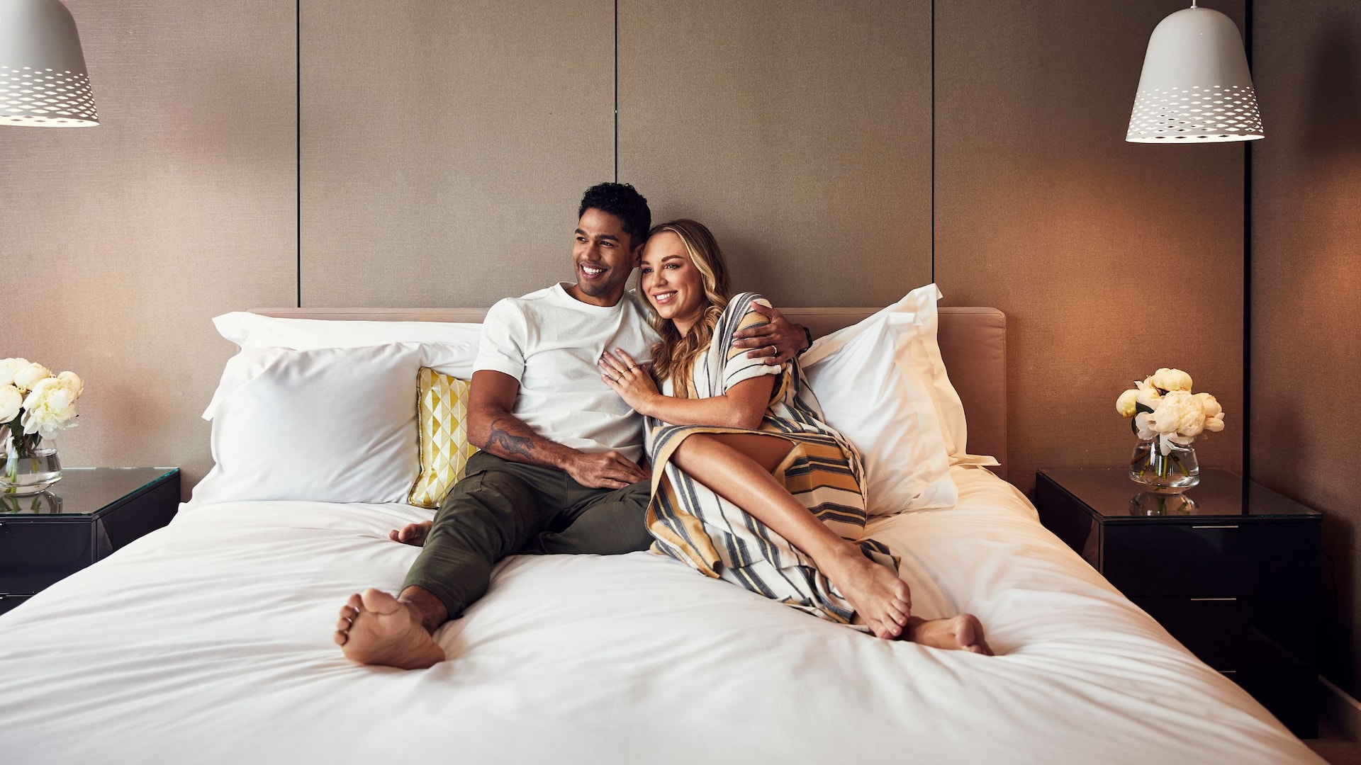 Global Bed Couple Hugging