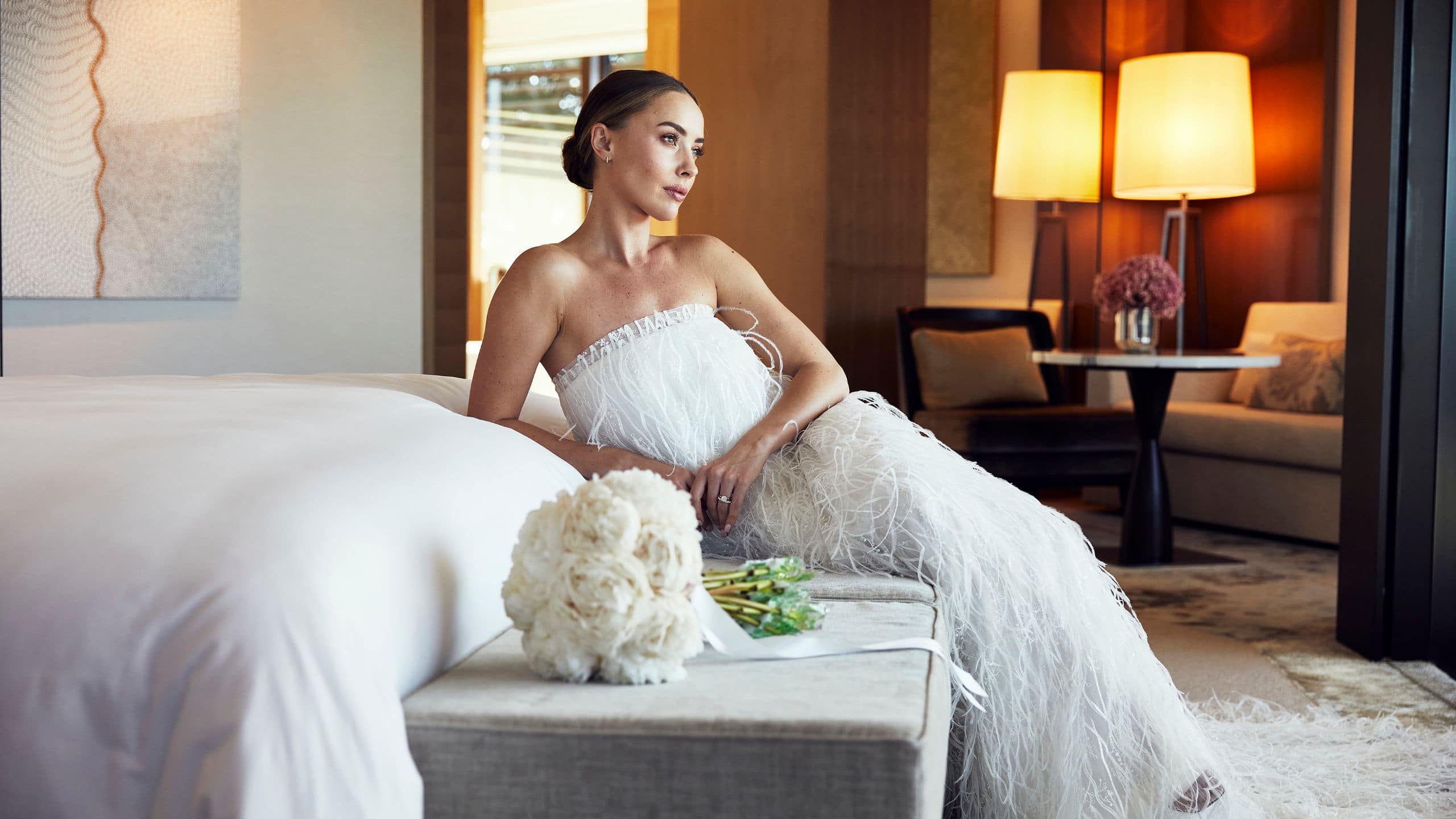 Global Bride Sitting Wedding Bouquet