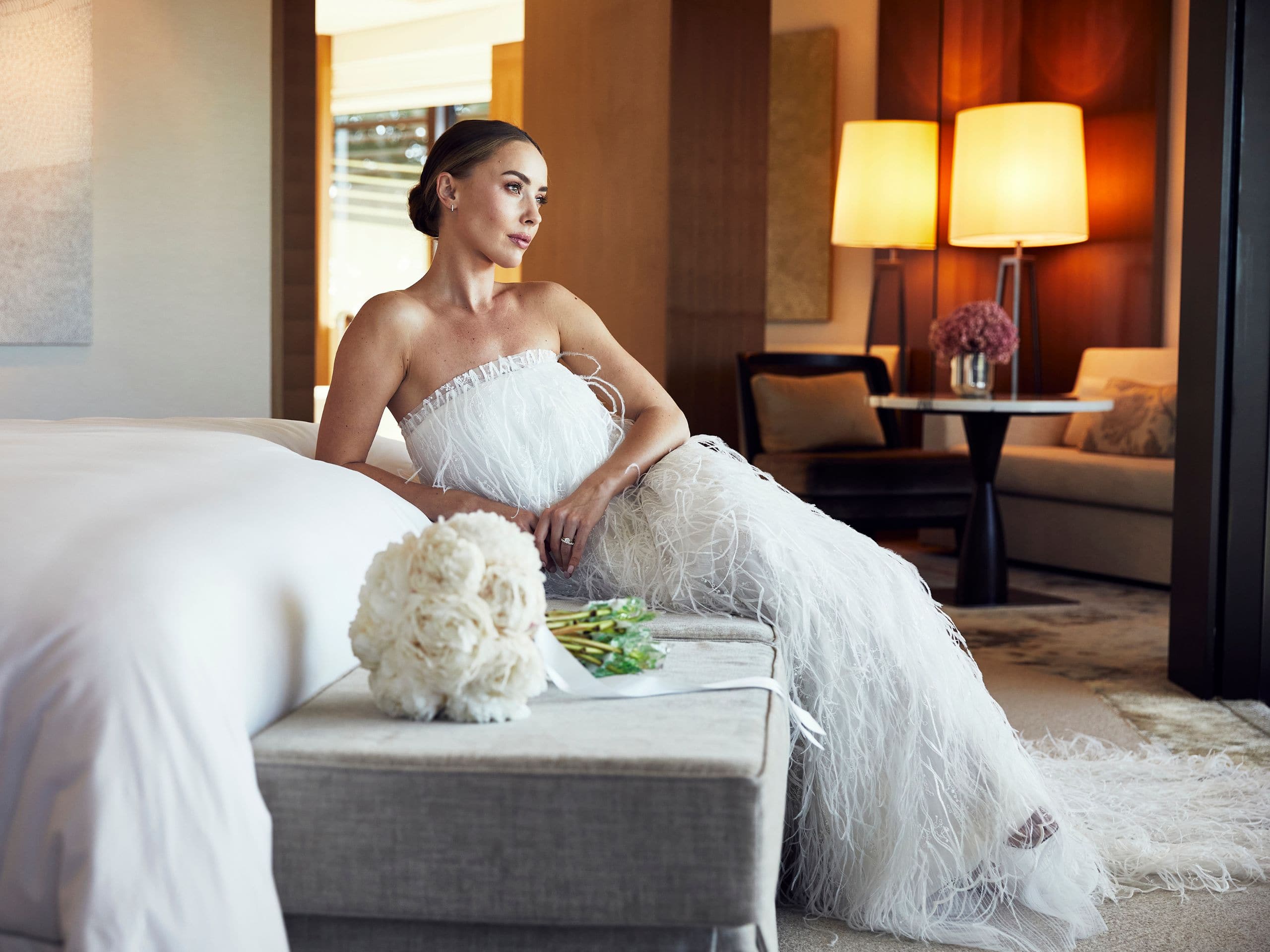 Global Bride Sitting Wedding Bouquet
