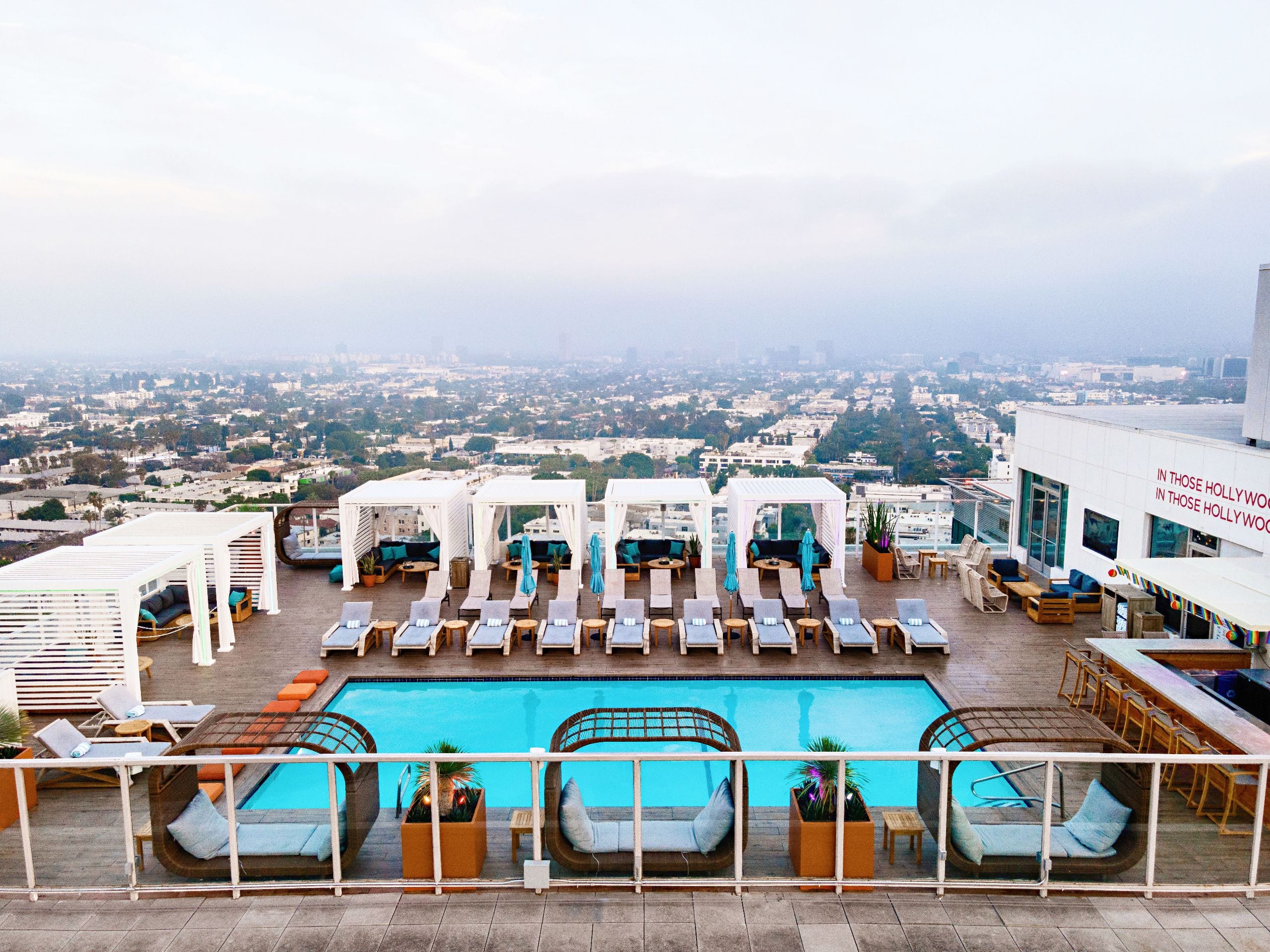 Andaz West Hollywood Rooftop Pool Deck Lights View