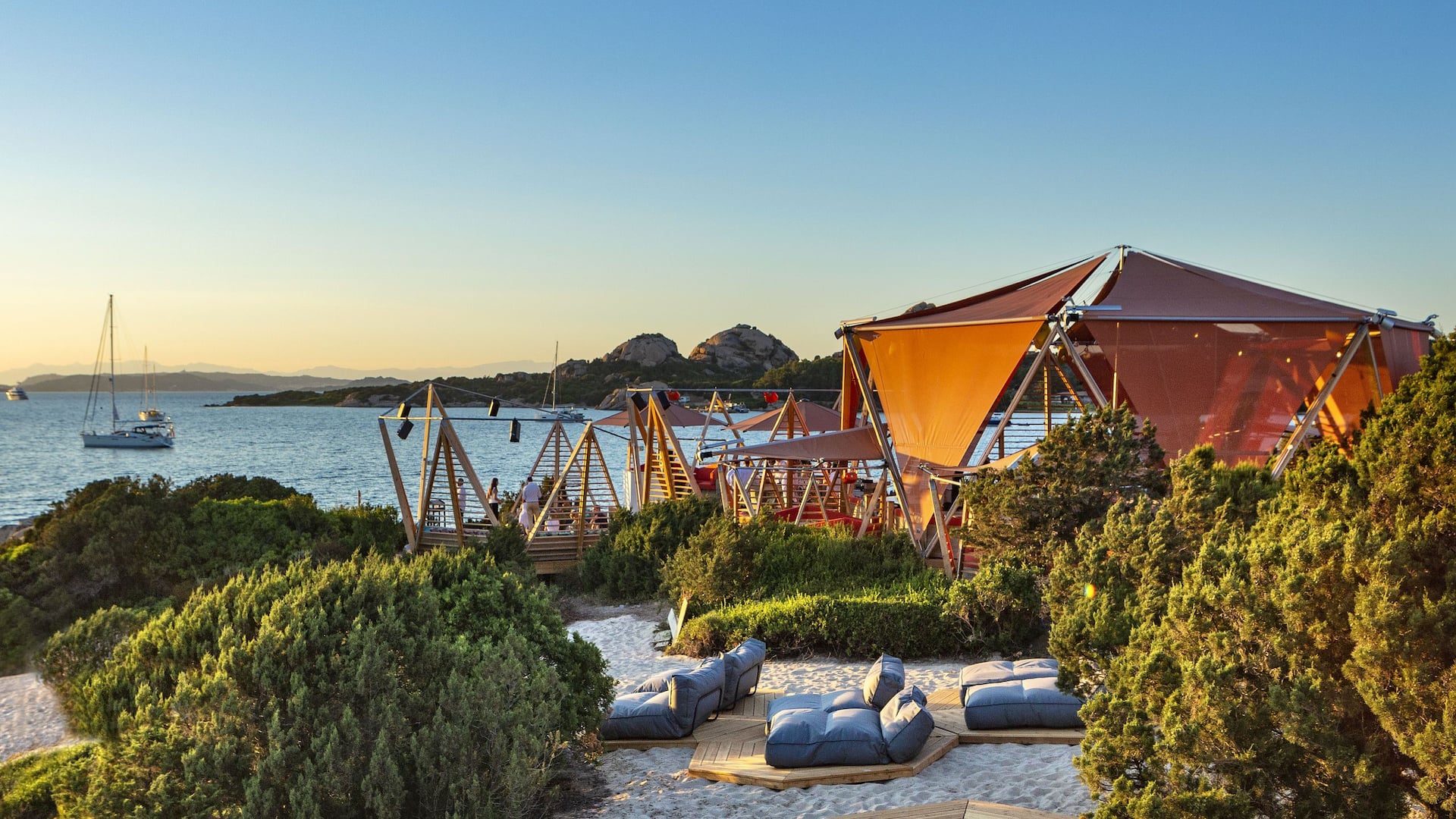 7Pines Resort Sardinia Dining Cone Club Terrace Sunset