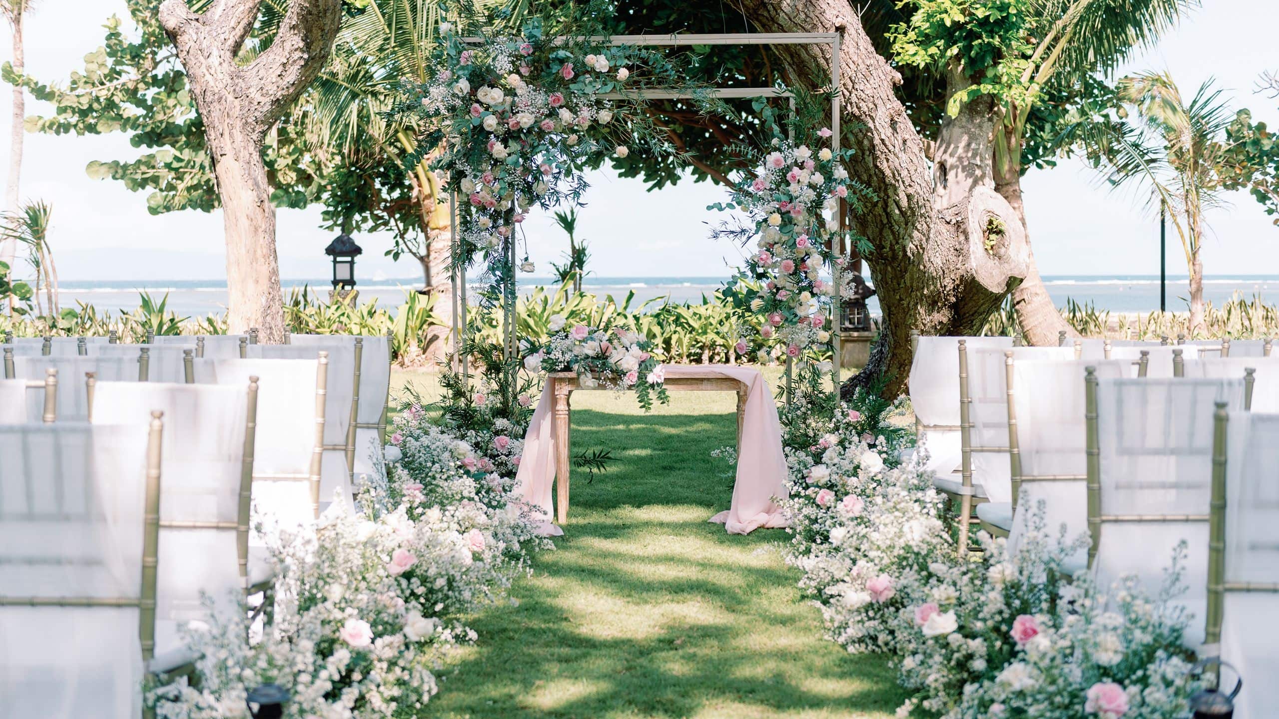 Hyatt Regency Bali Garden Wedding Floral Aisle