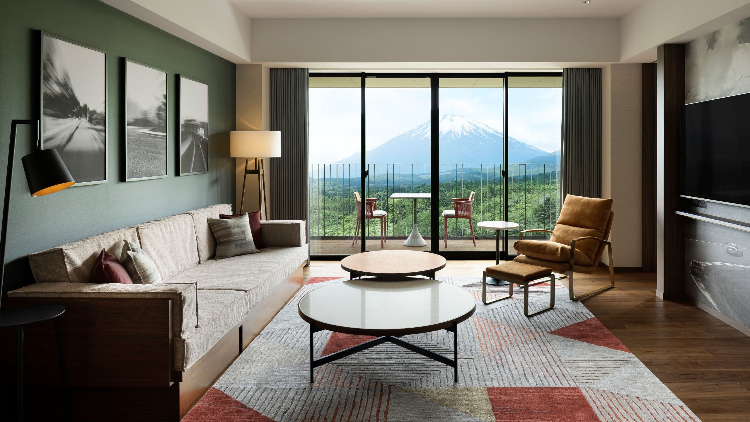 1 of 4 Fuji Speedway Hotel Suite Living Room With Great Mount Fiji
