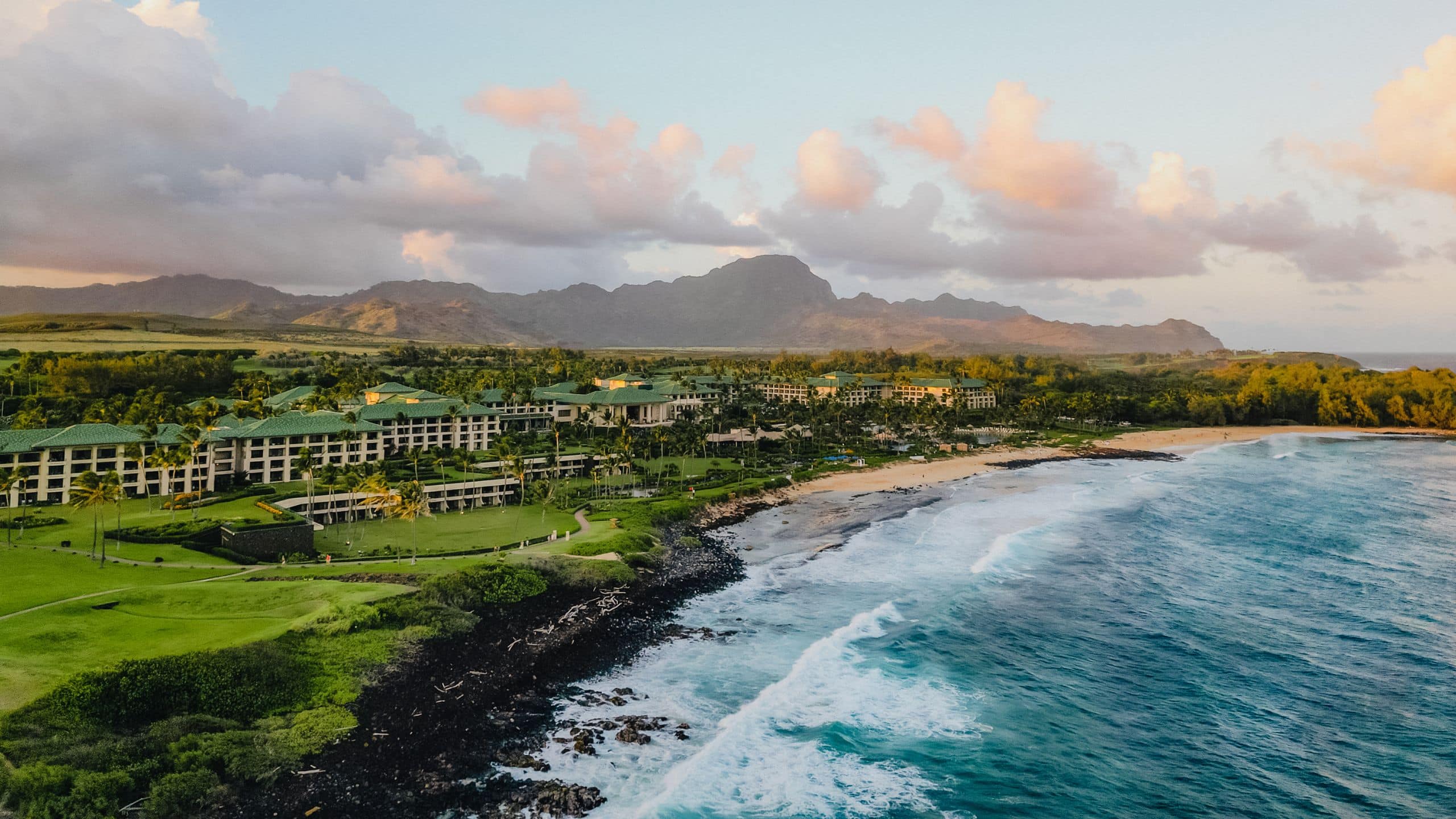 Grand Hyatt Kauai Resort & Spa View Resort Ocean Haupu Aerial Close Horiz