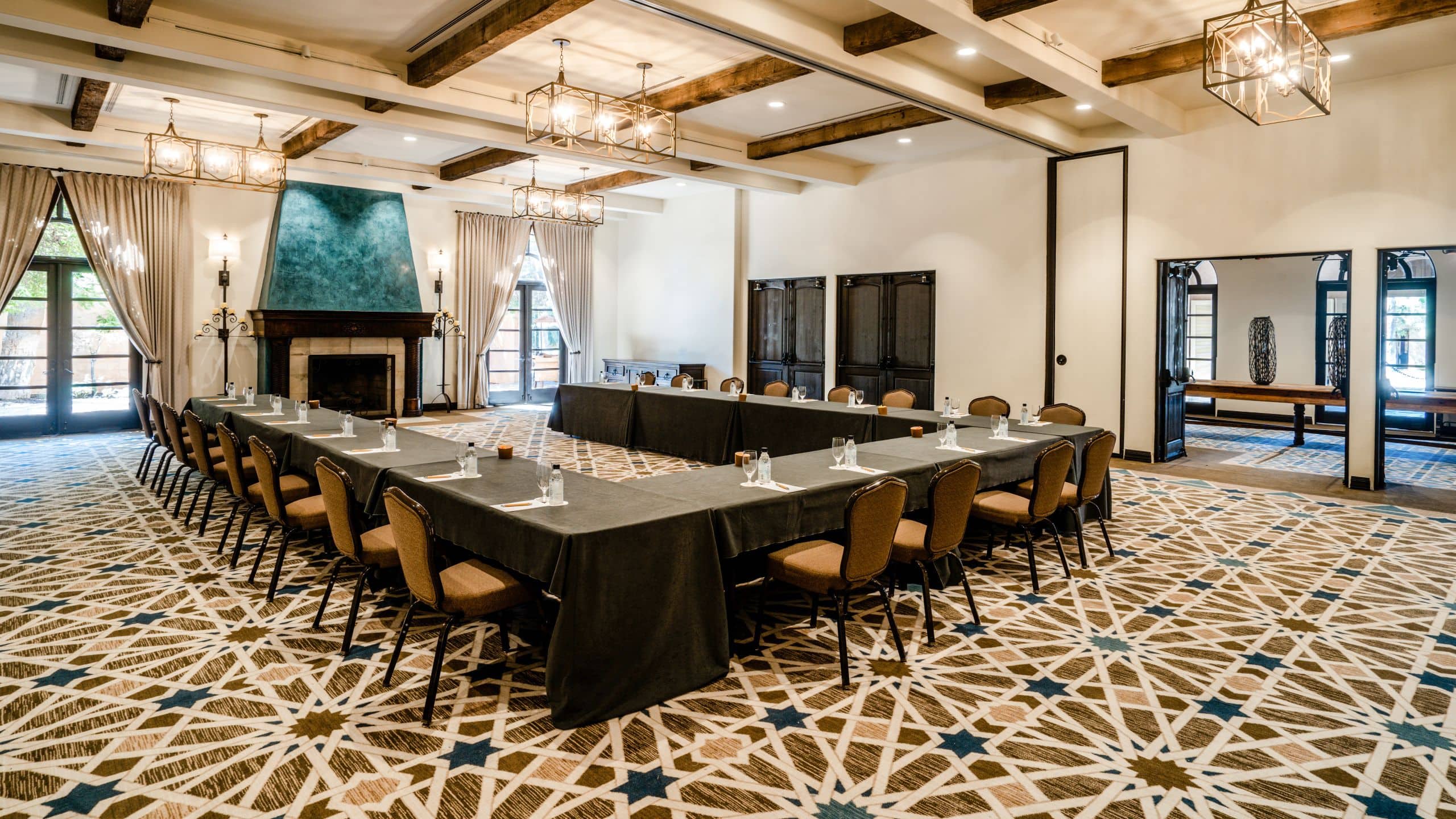 Royal Palms Resort and Spa Palmera Ballroom Meeting Table U Shape Fireplace