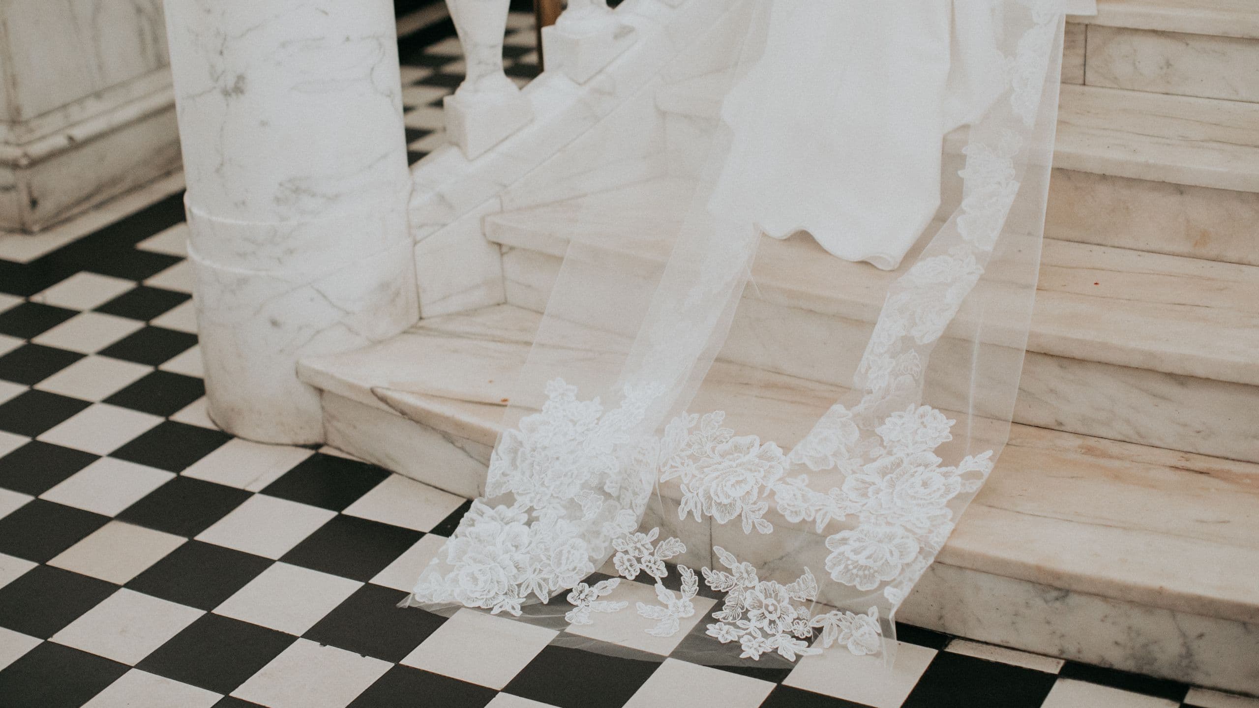 Chicago Athletic Association Veil Staircase Bride