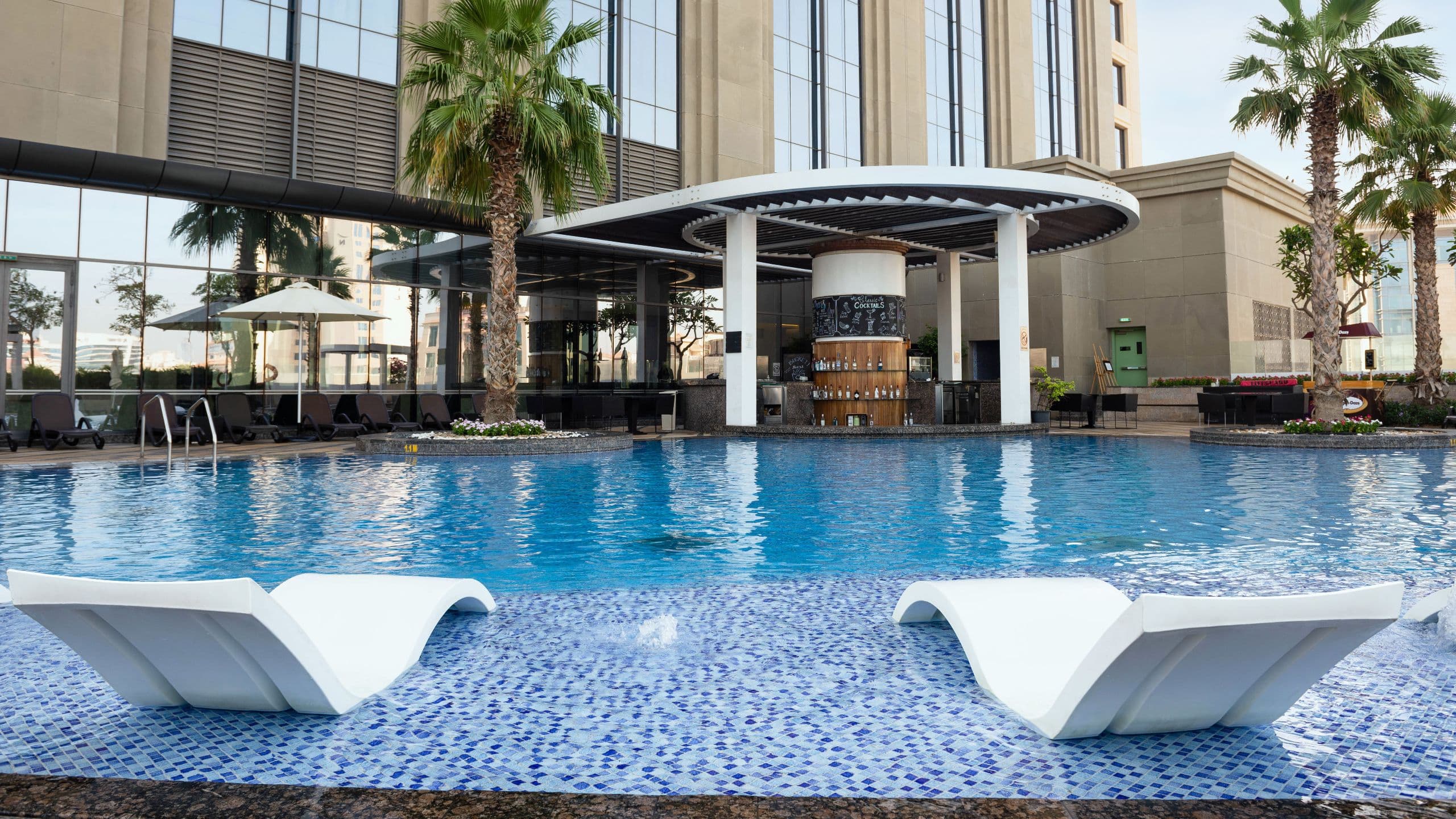 Hyatt Regency Dubai Creek Heights Pool Seating View