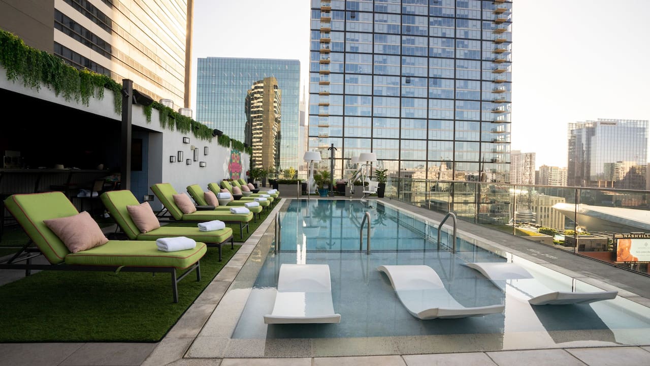 Holston House Nashville rooftop pool with city views