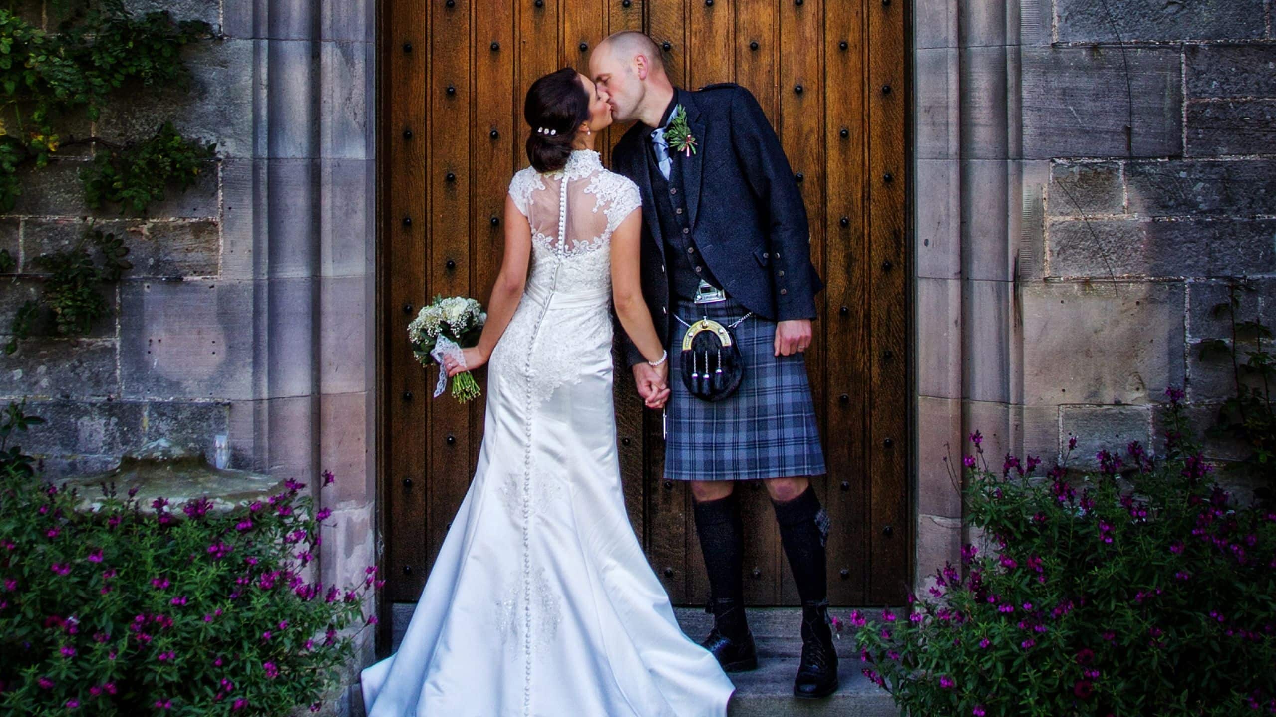Schloss Roxburghe Golf Hotel Wedding Couple Entrance