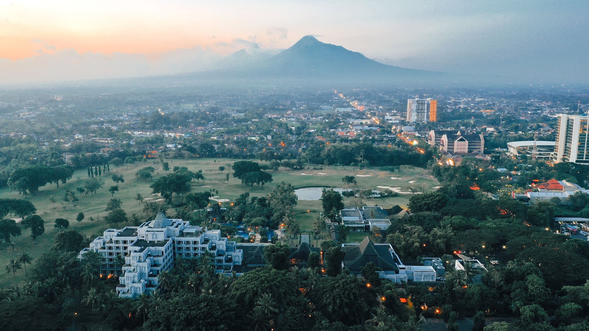 Hyatt Regency Yogyakarta Aerial View With Mount Merapi