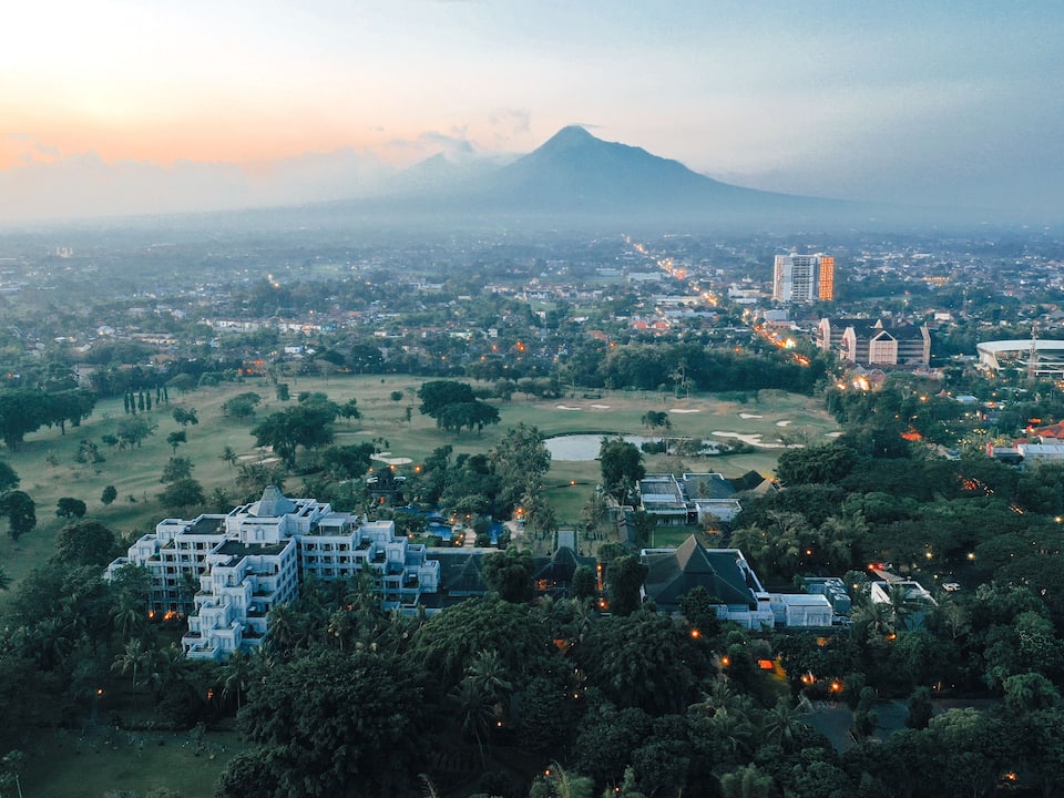 Aerial View with Mount Merapi at Hyatt Regency Yogyakarta