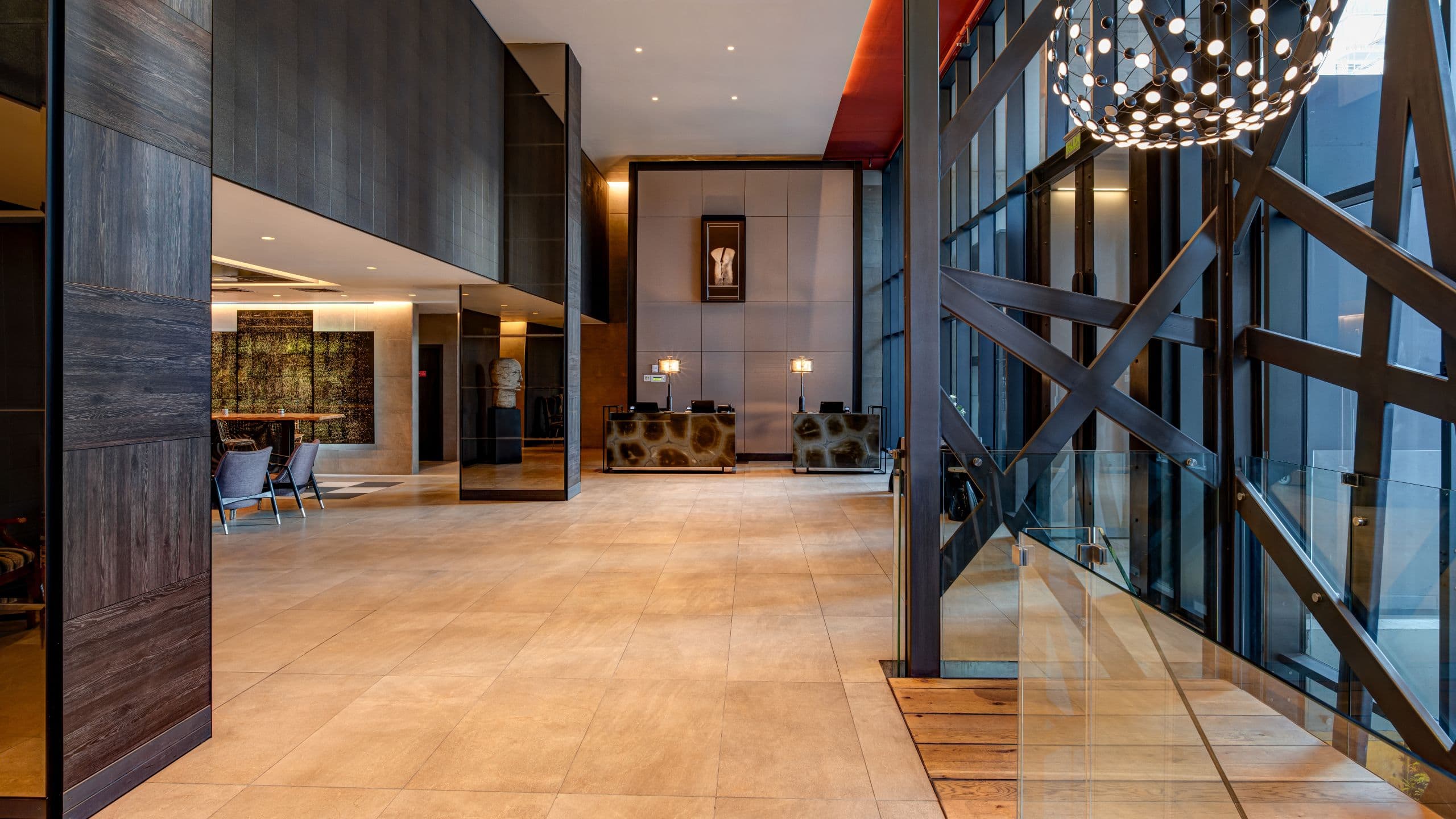 Modern entryway leading to the lobby
