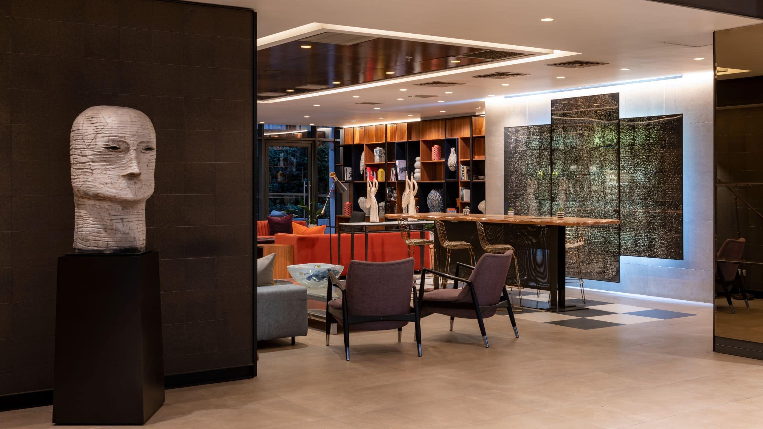 View into the lobby from the entryway