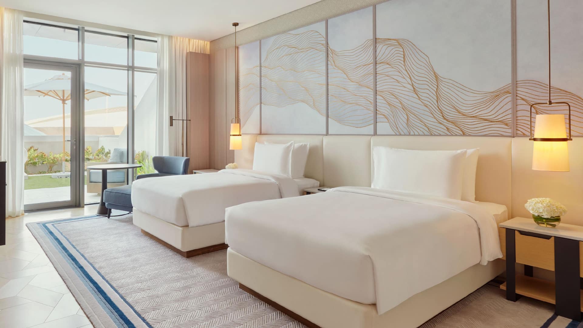 Five-star Grand Twin rooms at Grand Hyatt Kuwait with panoramic views