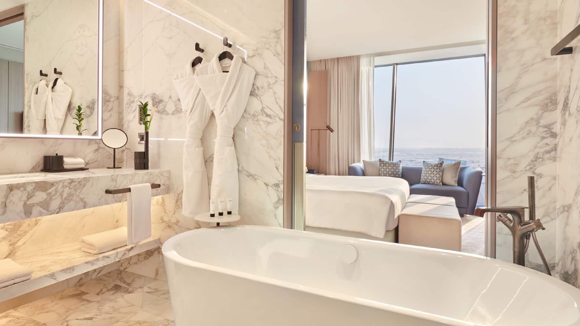 2 of 5 Grand Hyatt Kuwait Grand King Bathroom Into Bedroom