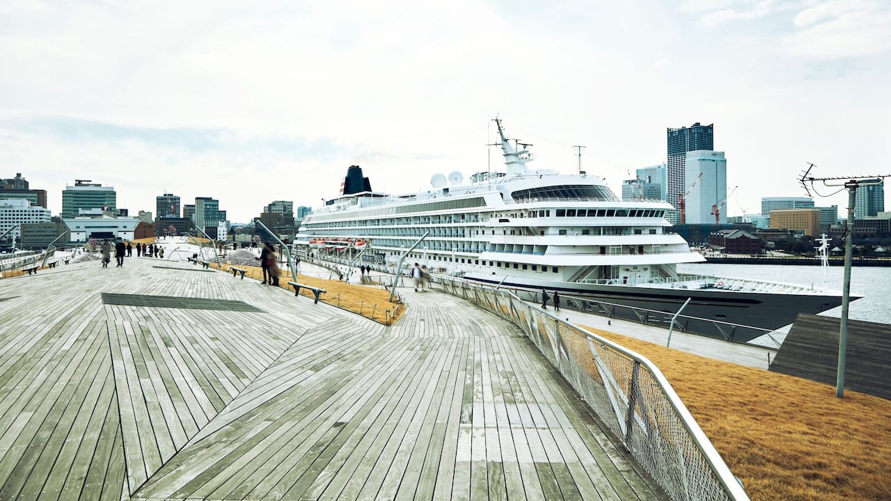 Osanbashi Terminal with cruise ship Asuka