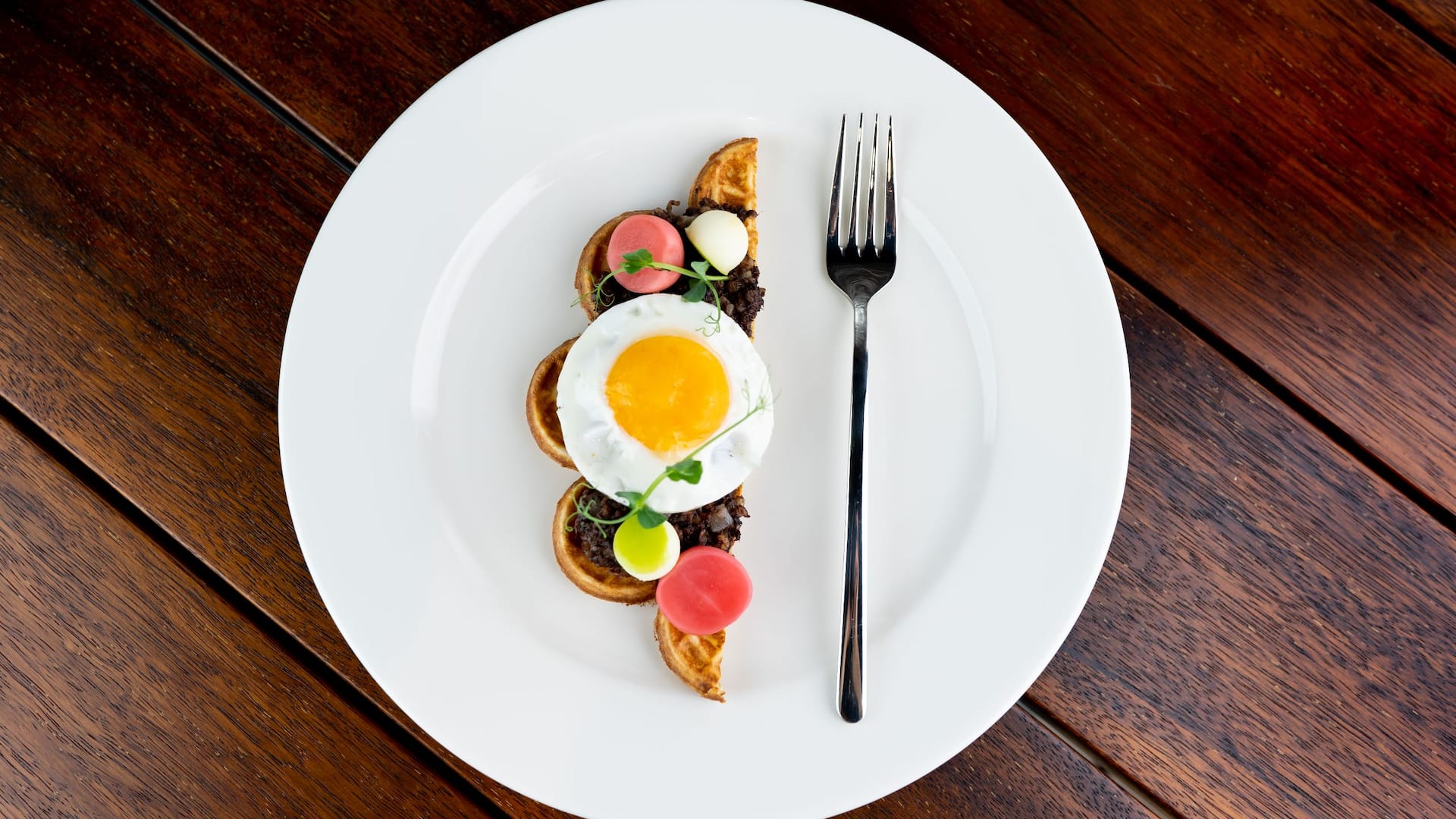 Hyatt Place Krakow Waffle With Fried Black Pudding Fried Egg