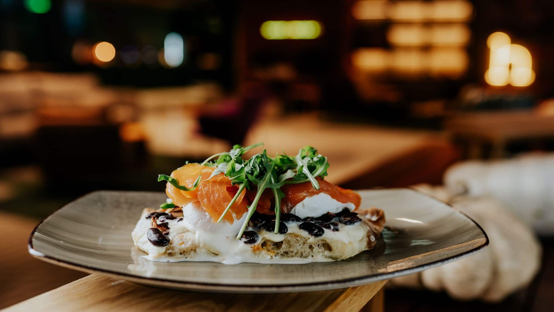 Hyatt Place Krakow Flatbread Egg Salmon Red Beans Rocket
