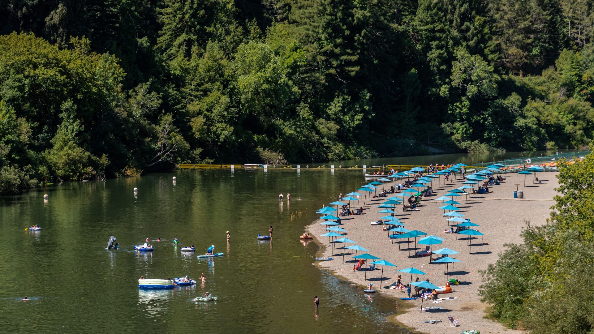 Hyatt Regency Sonoma Wine Country River Bank Beach With Umbrellas