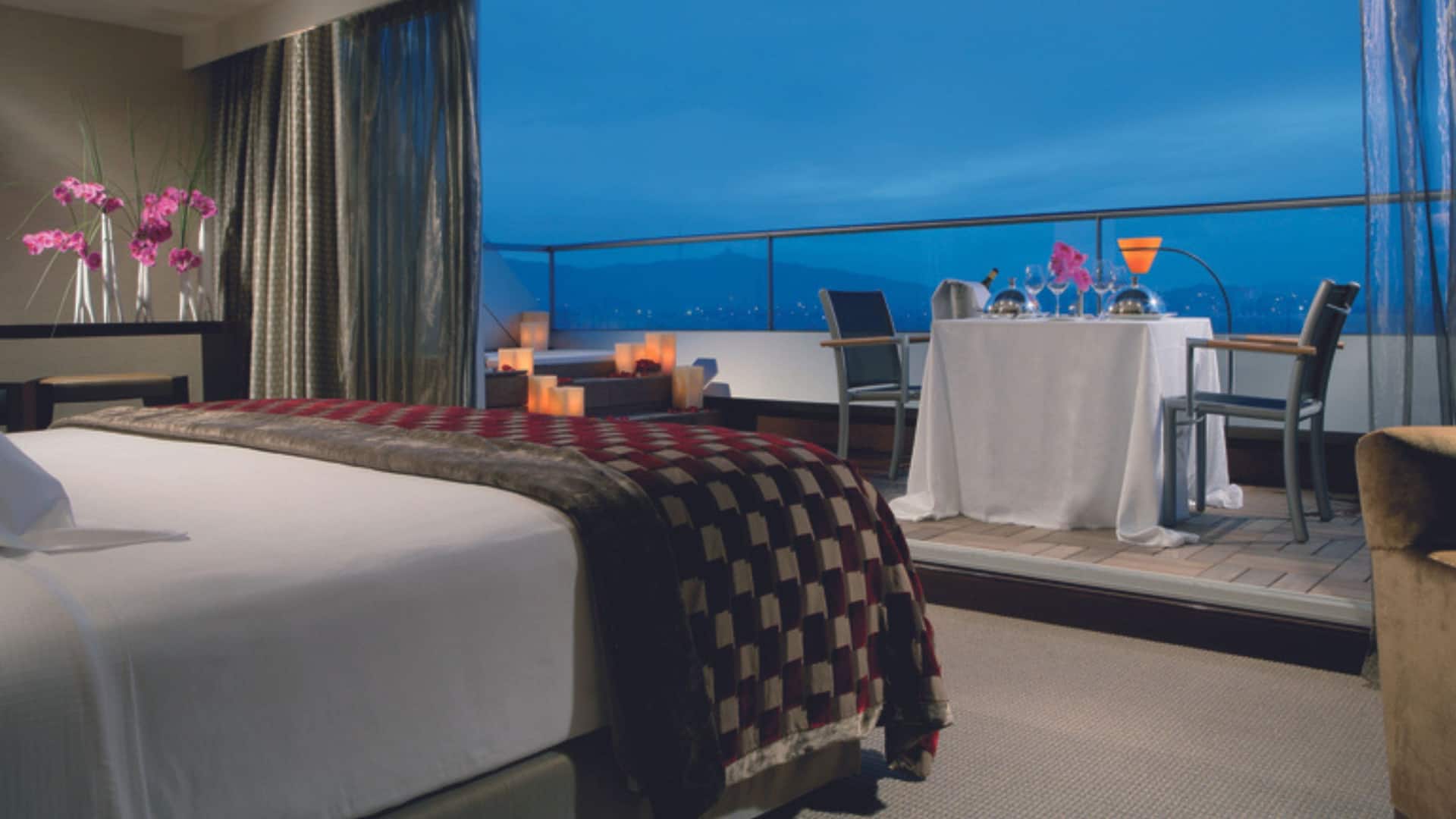 Hyatt Regency Barcelona Tower Presidential Suite Bedroom Night View