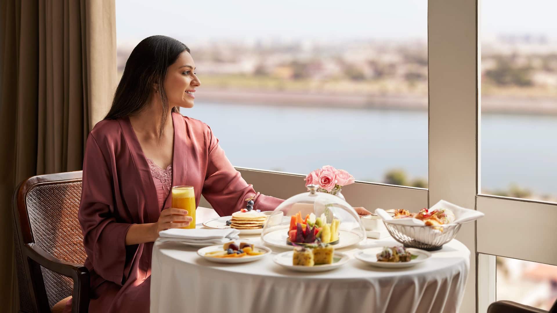 Hyatt Regency Ahmedabad Woman Breakfast Dining Views