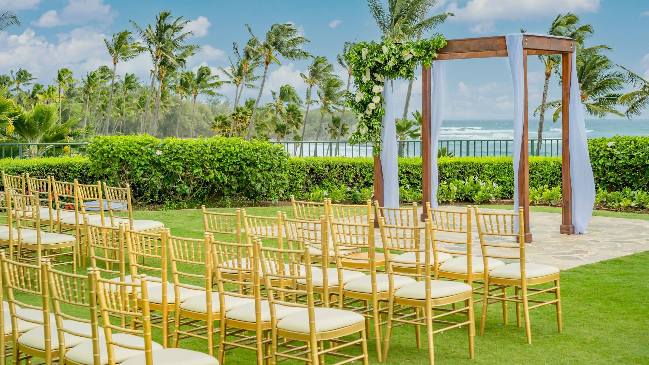 Grand Hyatt Kauai Resort & Spa Wedding Arch Ocean Grand Lawn