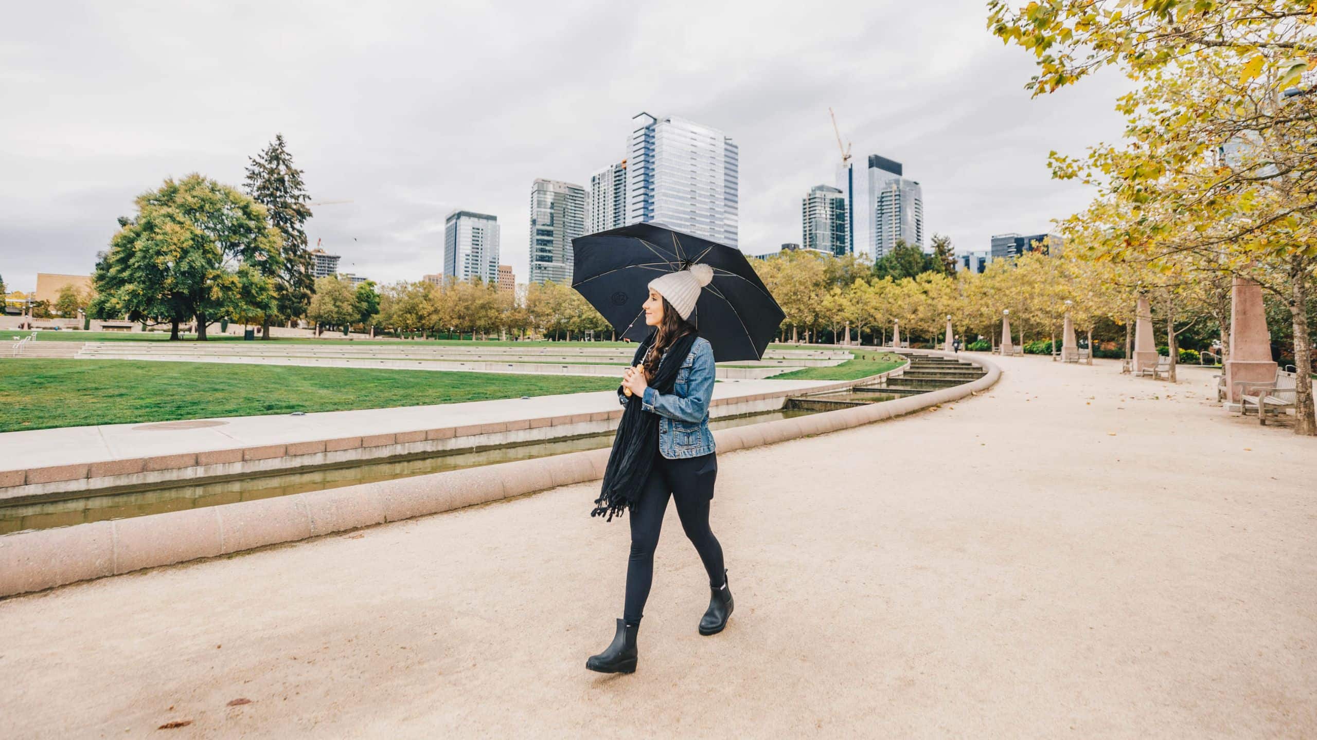 Hyatt Regency Bellevue on Seattle's Eastside Downtown Park Woman Walking