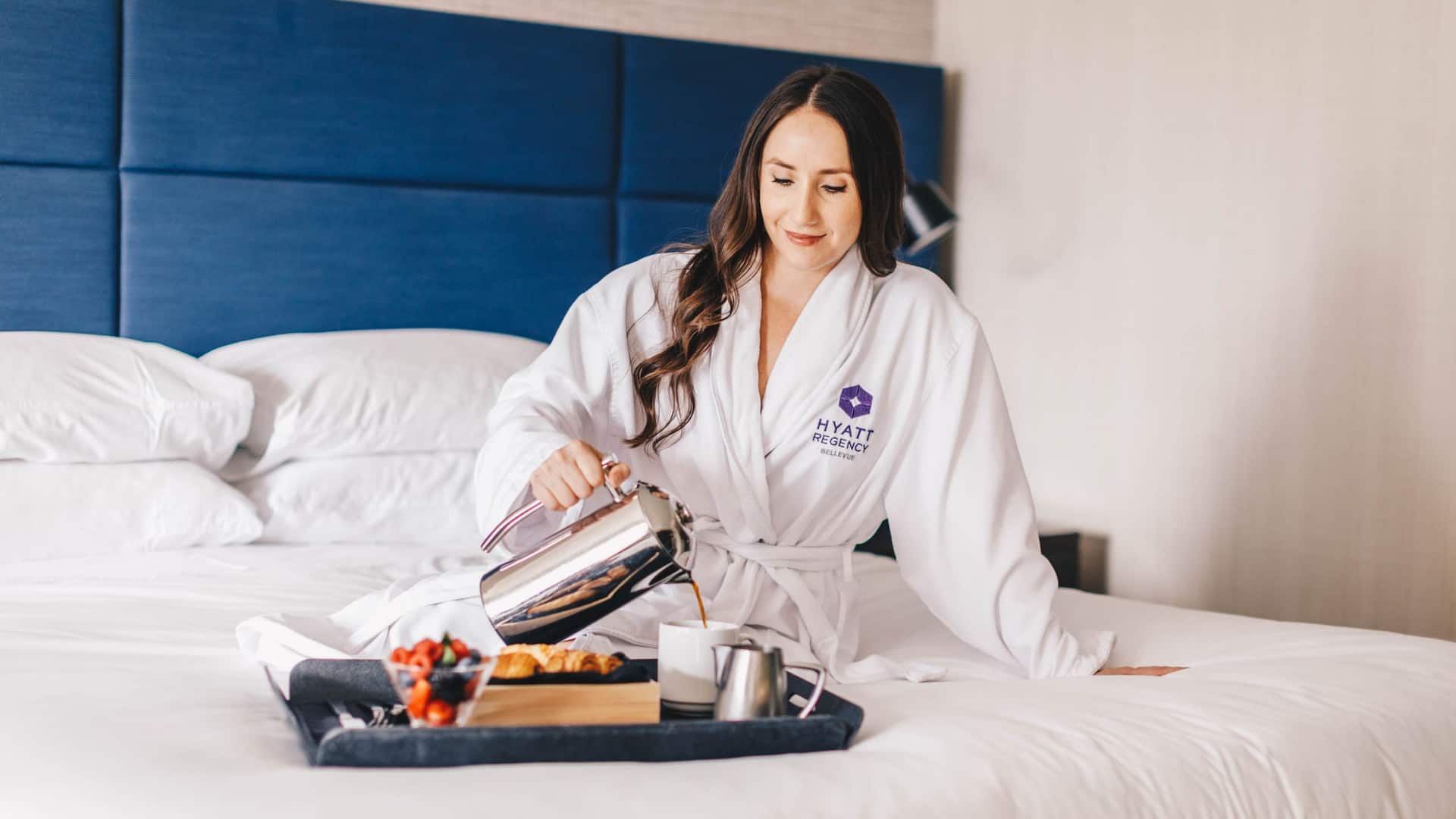 Hyatt Regency Bellevue on Seattle's Eastside Room Service Breakfast Bed