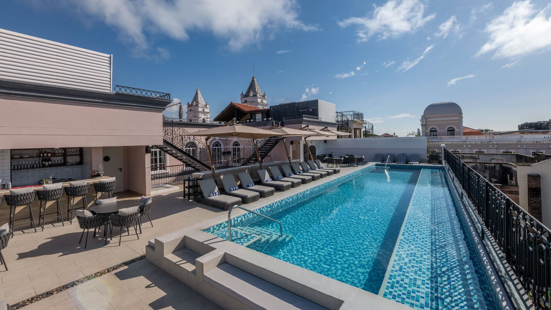 Outdoor Pool With Seating Area