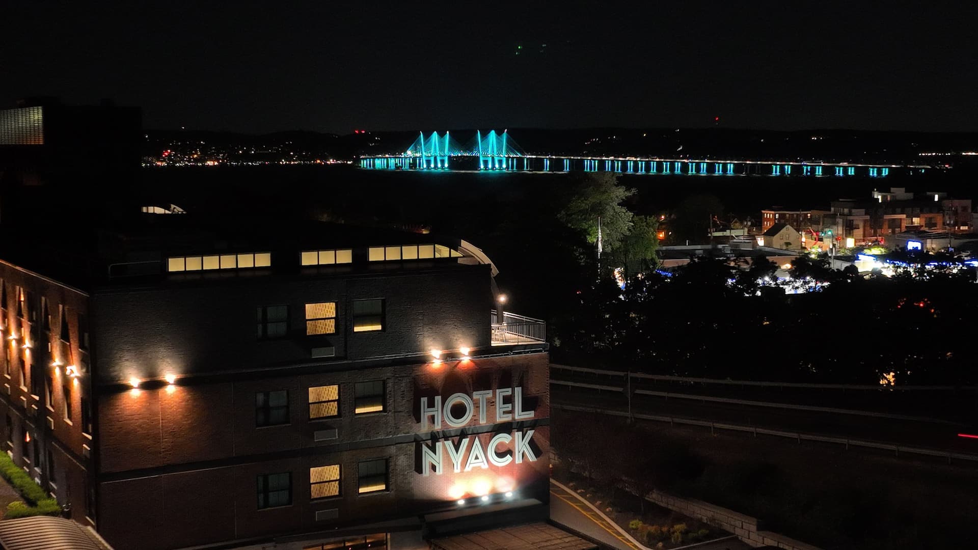 Hotel Exterior Nighttime Bridge