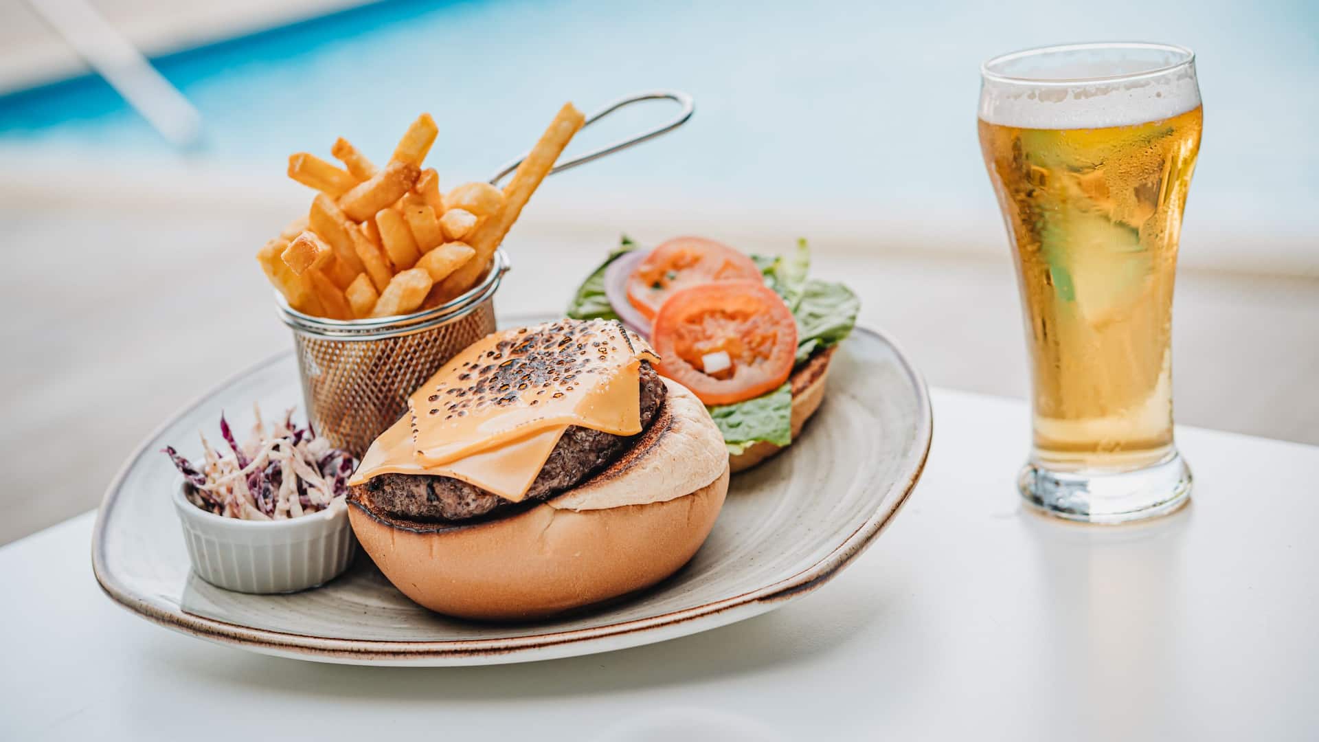 Hyatt Place Aruba Airport Cheeseburger With A Beer