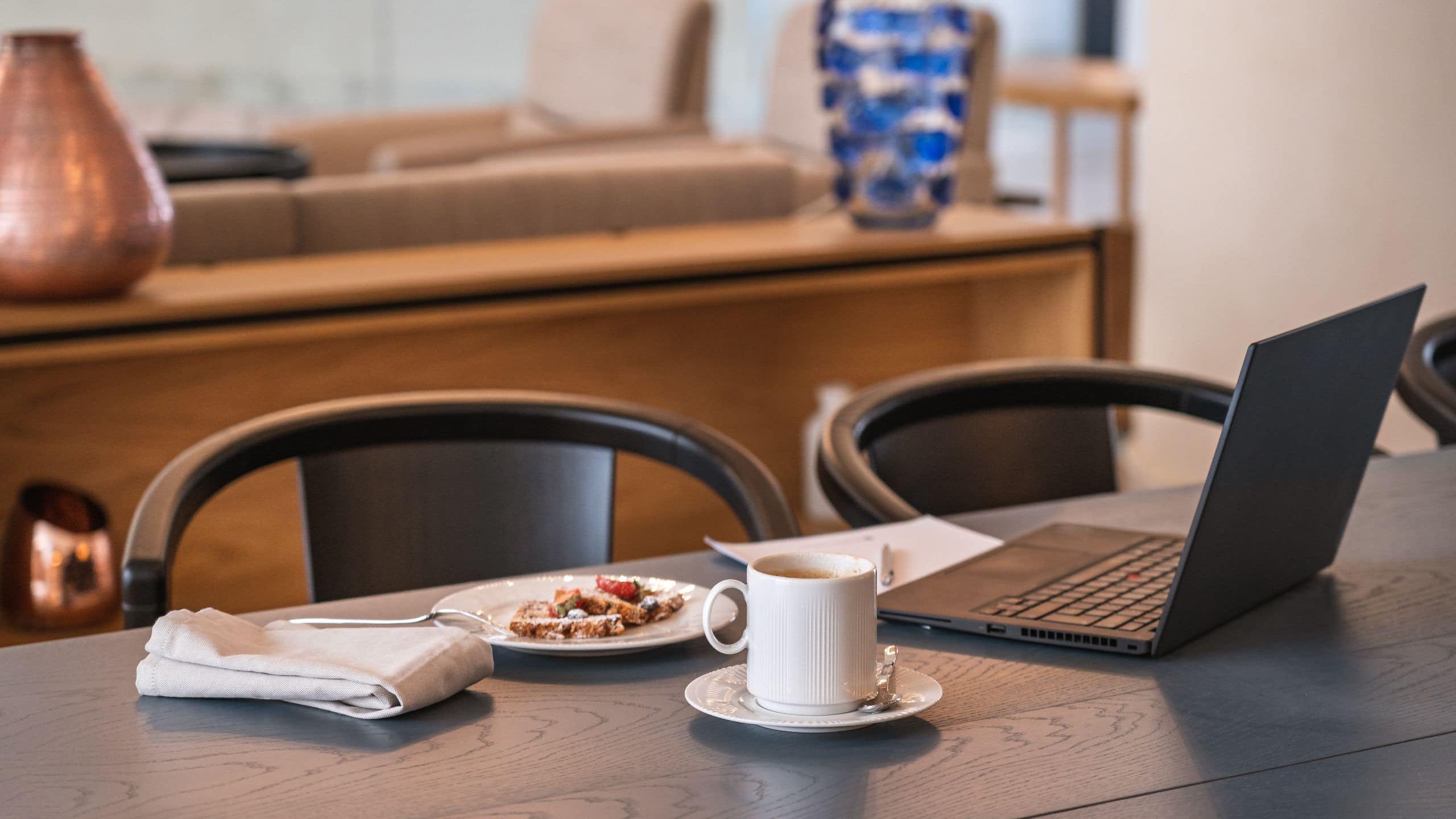 Lobby Working Area With Coffee