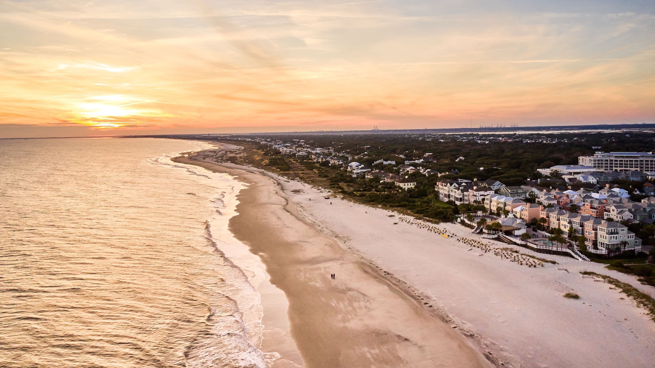 Wild Dunes Resort - Sweetgrass Inn and Boardwalk Inn Beach Aerial Sunset