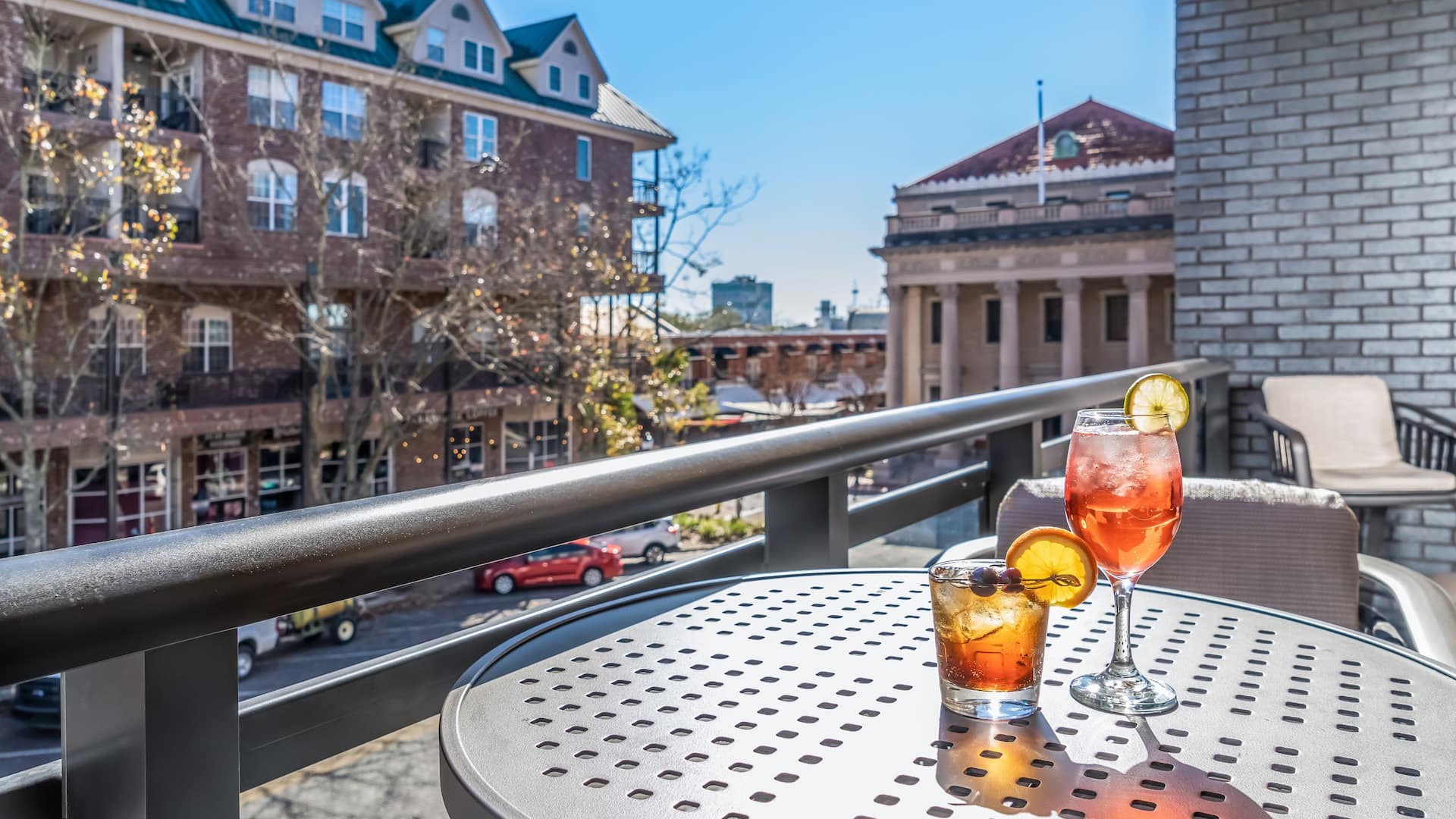 Hyatt Place Gainesville Downtown Balcony View Whiskey Wine