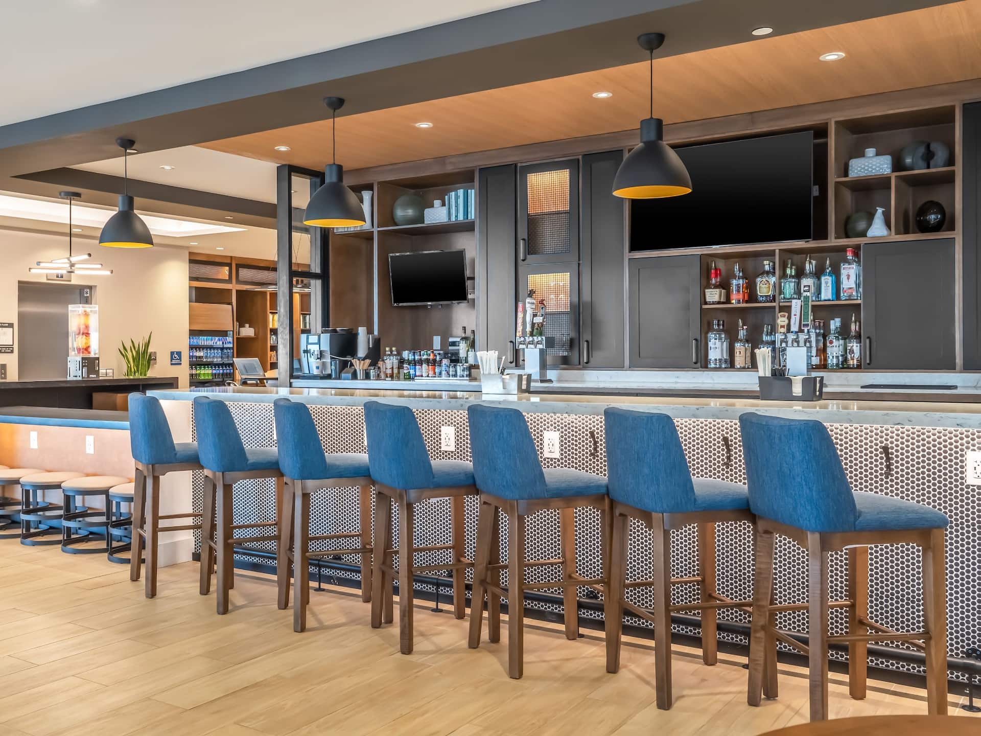 Hyatt Place Gainesville Downtown Bar Blue Barstools
