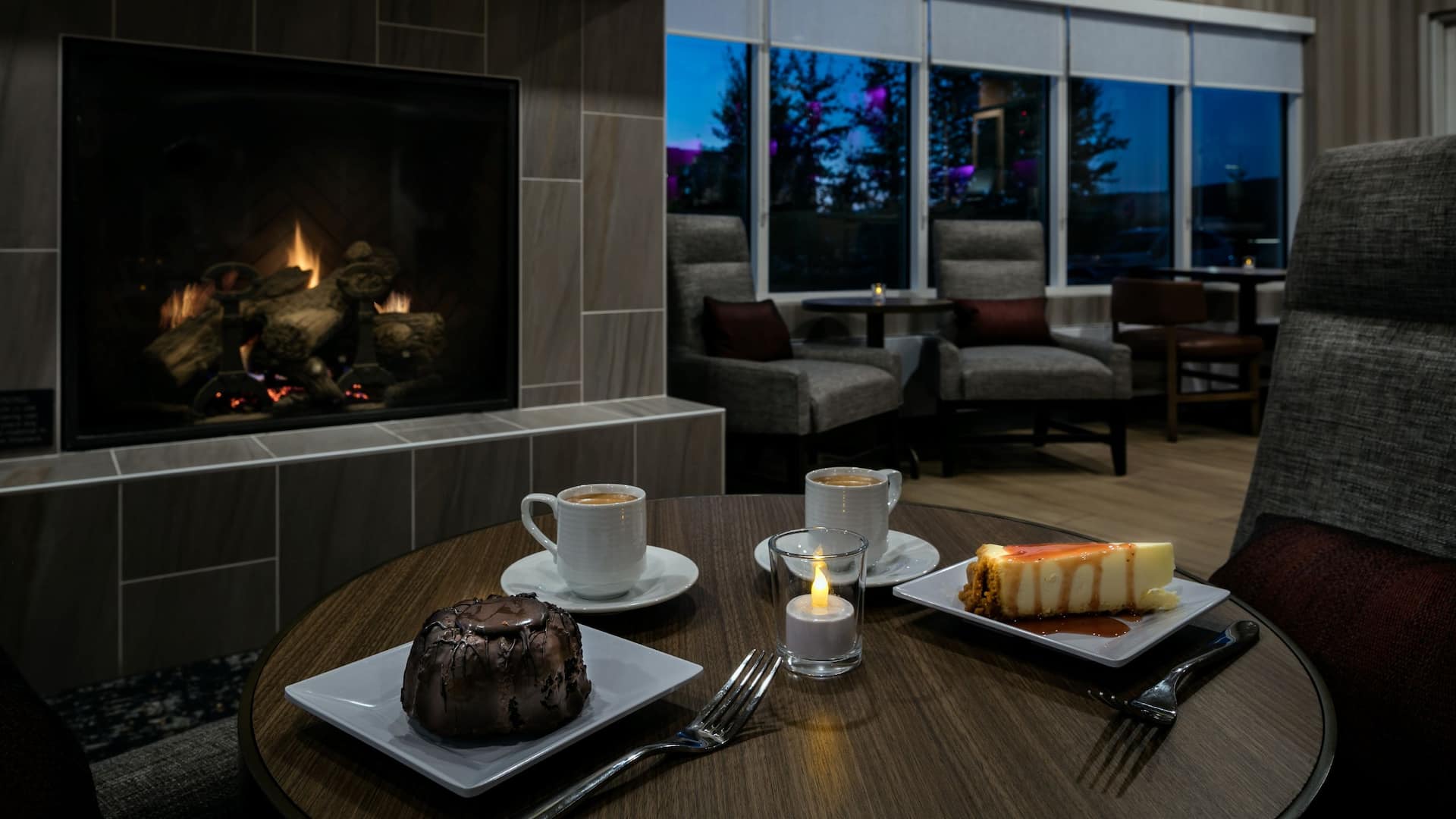 Hyatt Place Fairbanks Fireplace Dessert