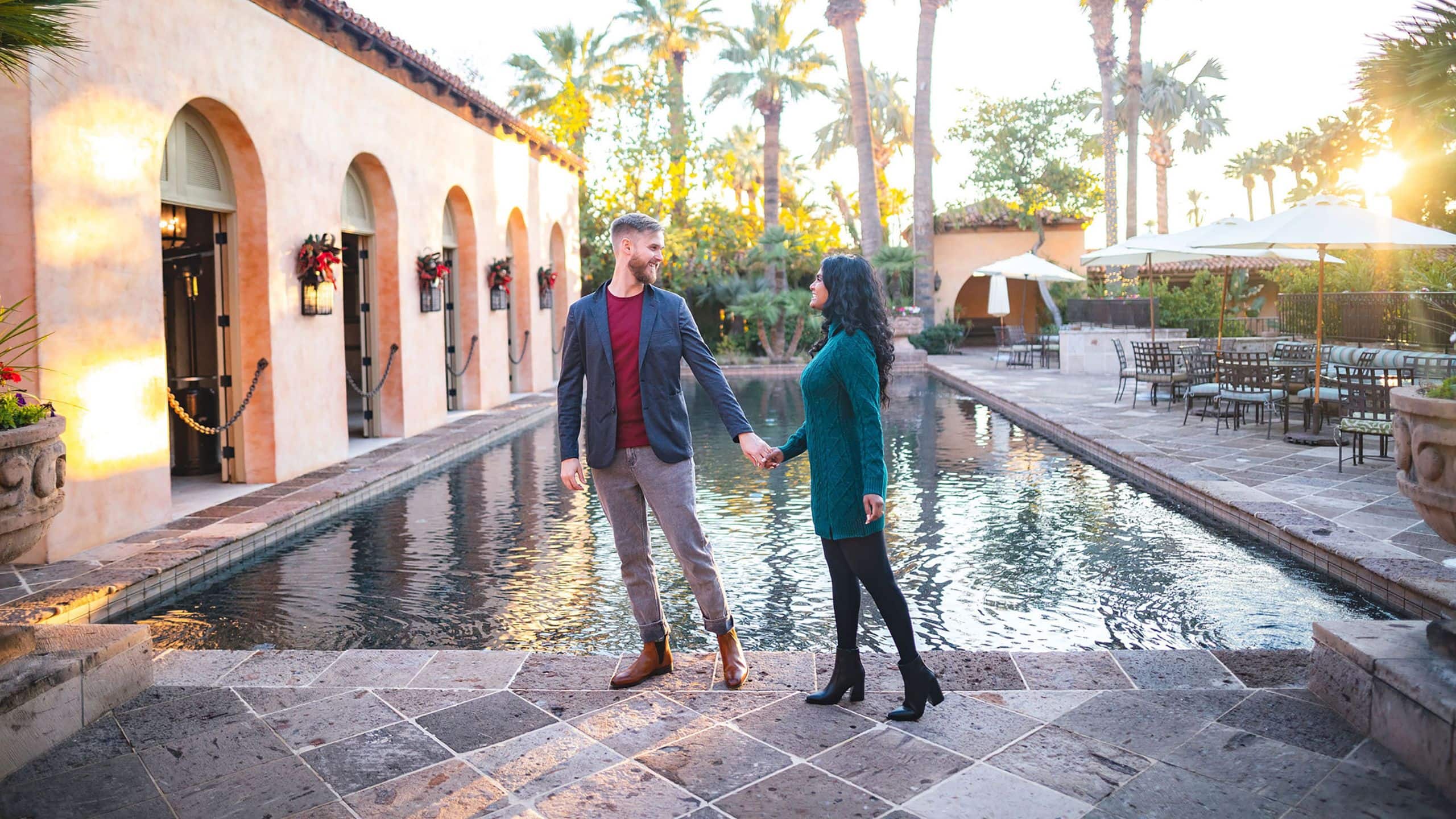 Royal Palms Resort and Spa Couple By Reflecting Pool