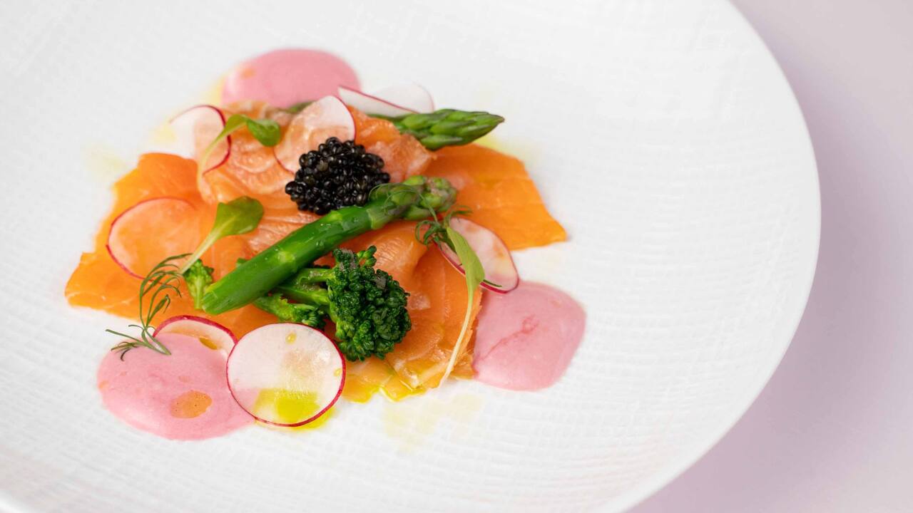 Hyatt Regency Hakone Resort & Spa| Dining Room Marinated Salmon Green Asparagus