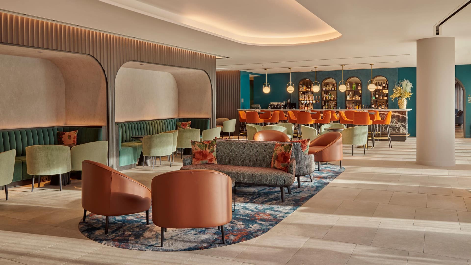 Hyatt House London Stratford Lobby Brown Chairs