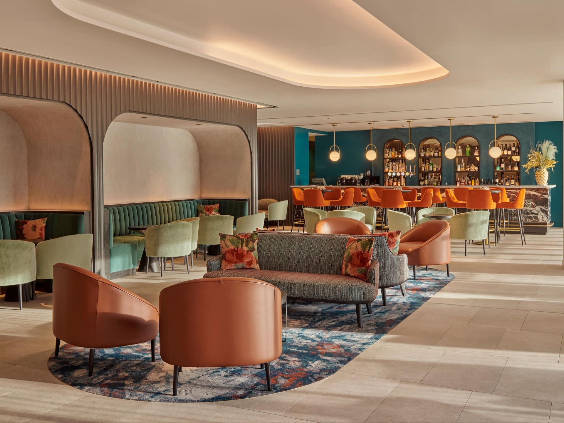 Hyatt House London Stratford Lobby Brown Chairs