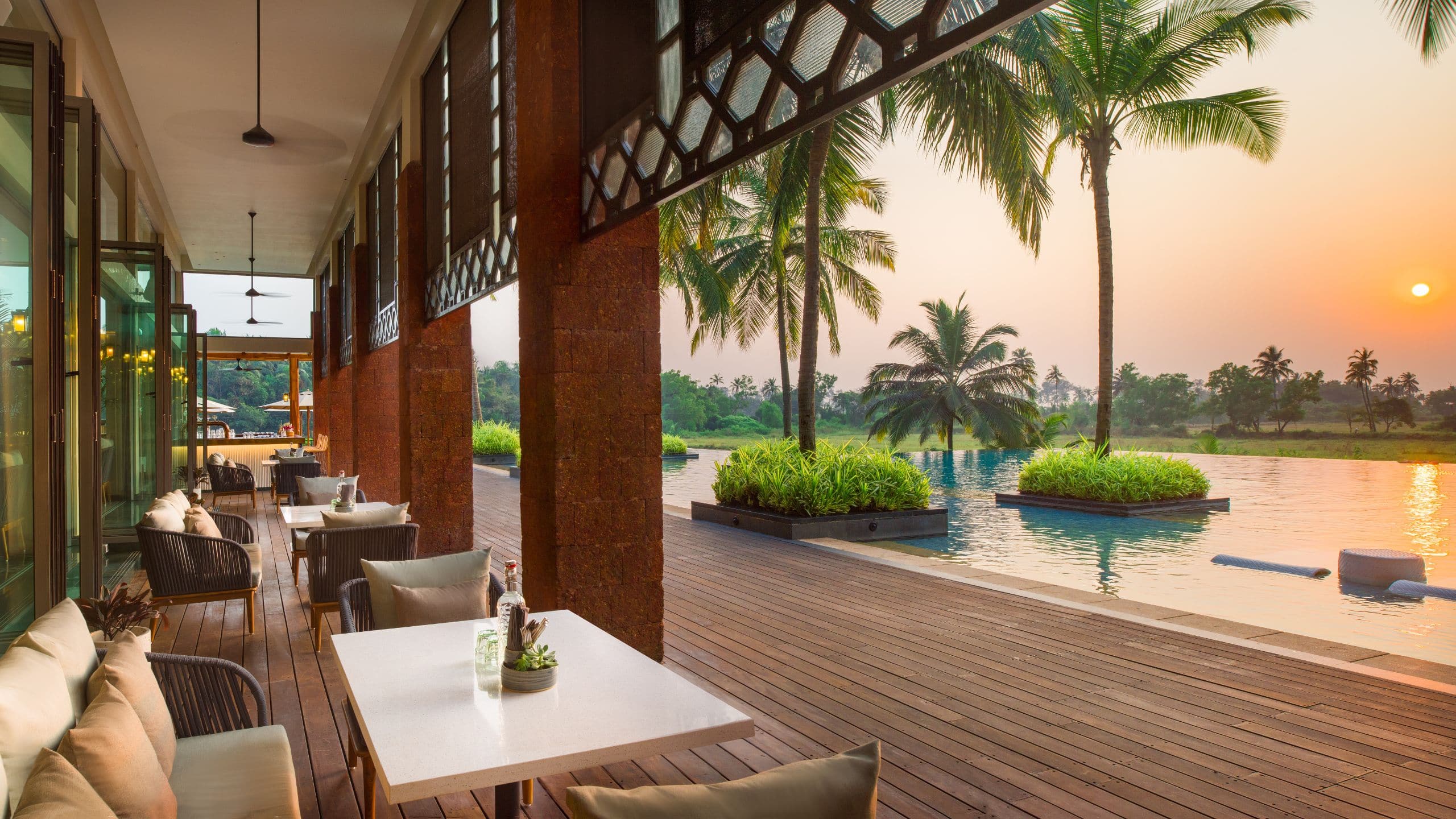 Alila Diwa Goa Edge Sitting Area With Infinity Pool Paddy Field