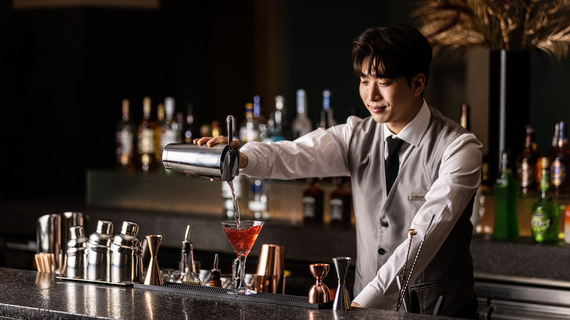 Grand Hyatt Incheon Bartender Making Cocktail