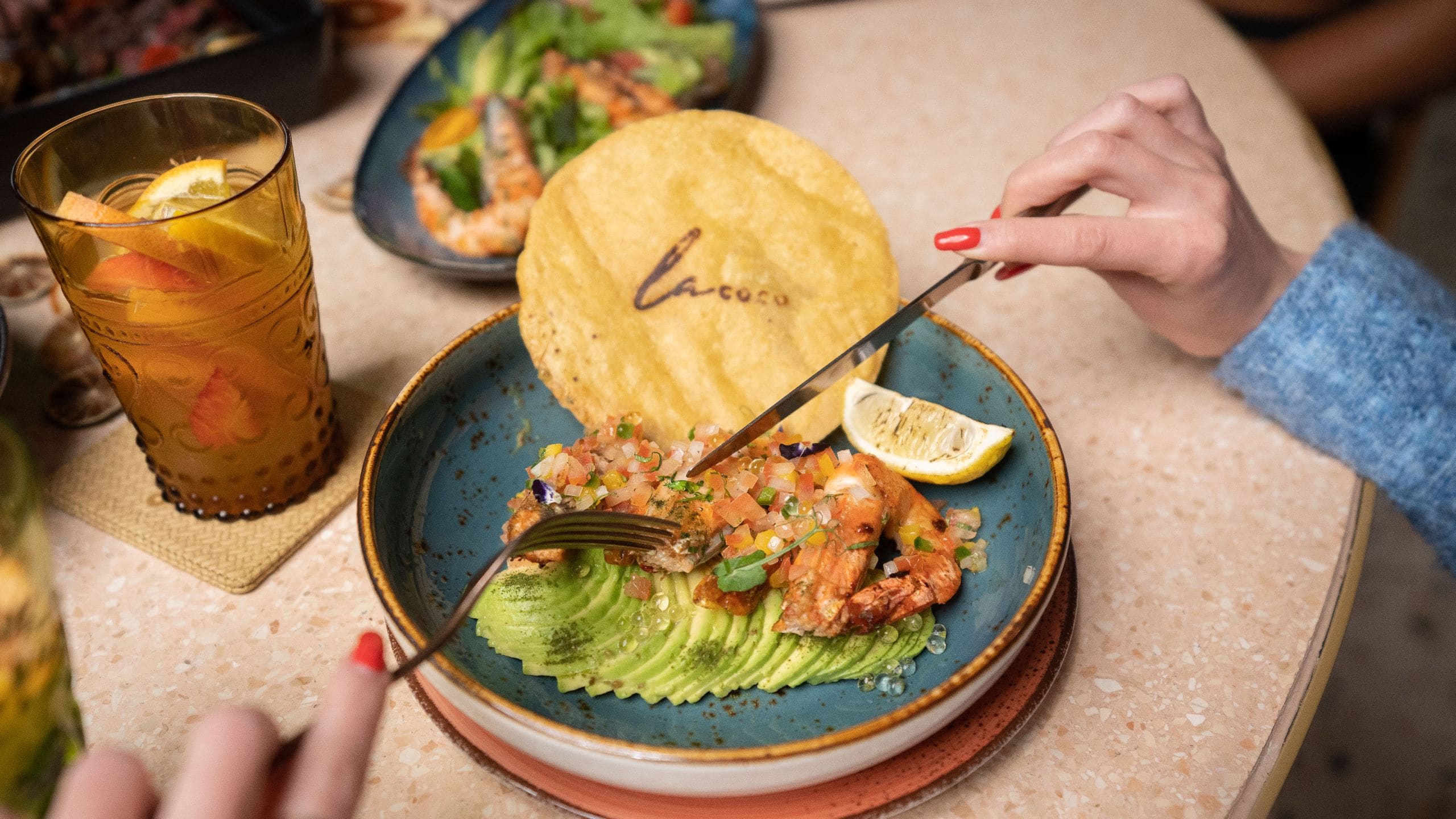 Andaz Dubai The Palm La Coco Shrimp Avocado Tostada Detail