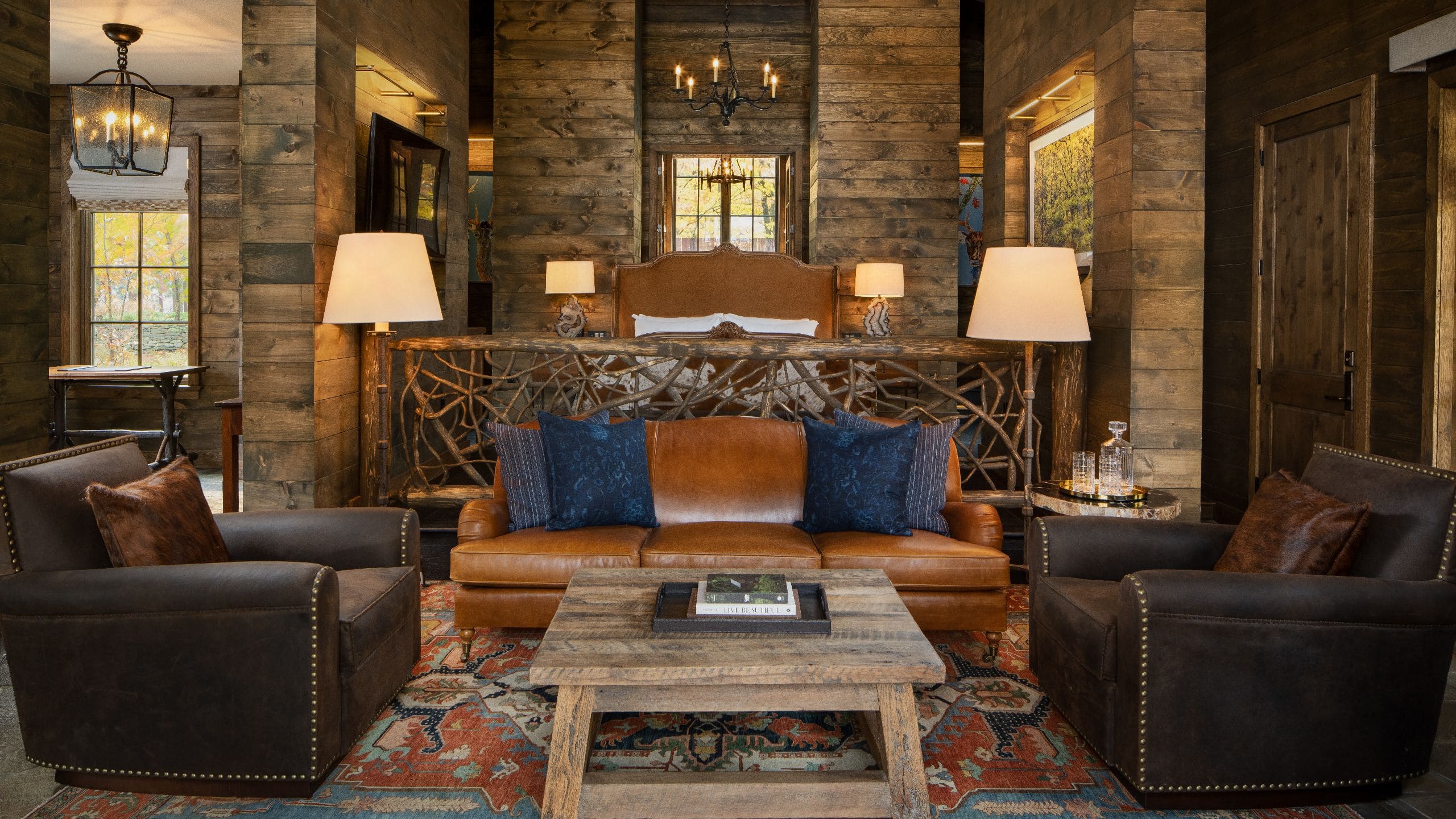 4 of 12 The Chatwal Lodge Stone Cottage Living Room Seating