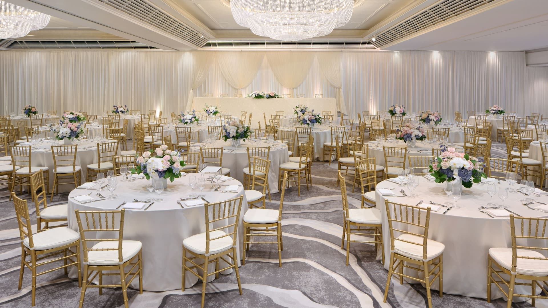 Hyatt Regency Waikiki Beach Resort and Spa Regency Ballroom Wedding Reception Dining Tables