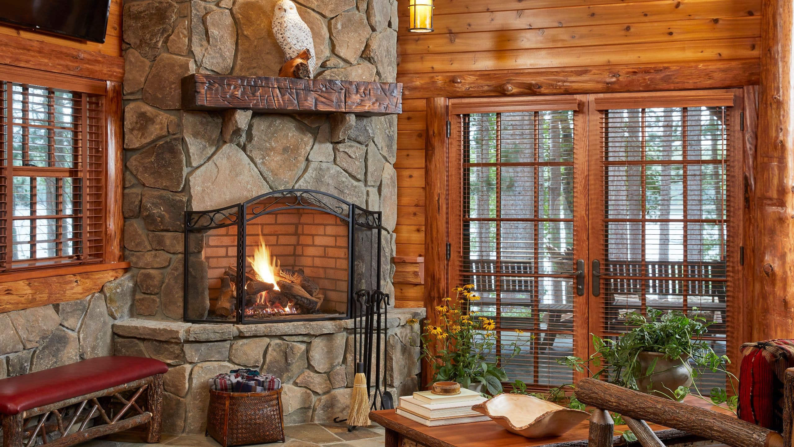 5 of 7 The Chatwal Lodge Waters Edge Living Room Fireplace