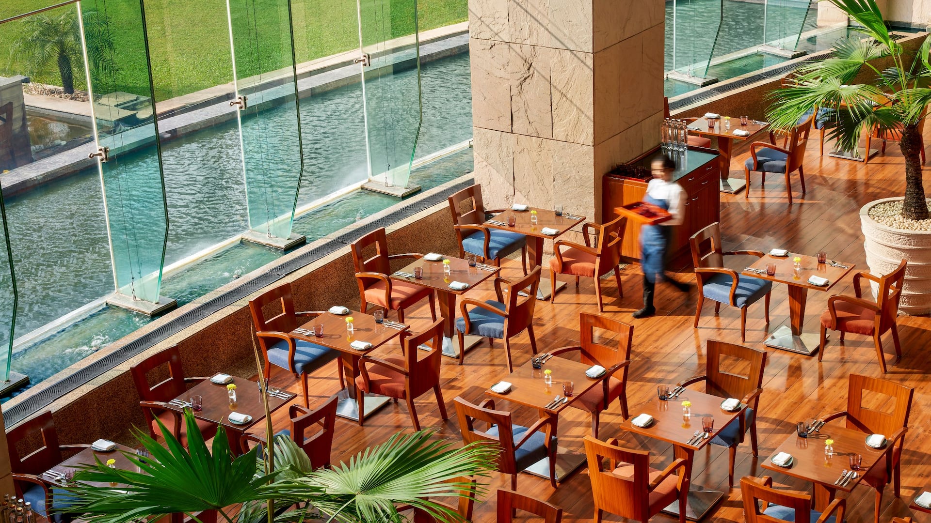 Hyatt Regency Kolkata Waterside Cafe Dining Tables Detail