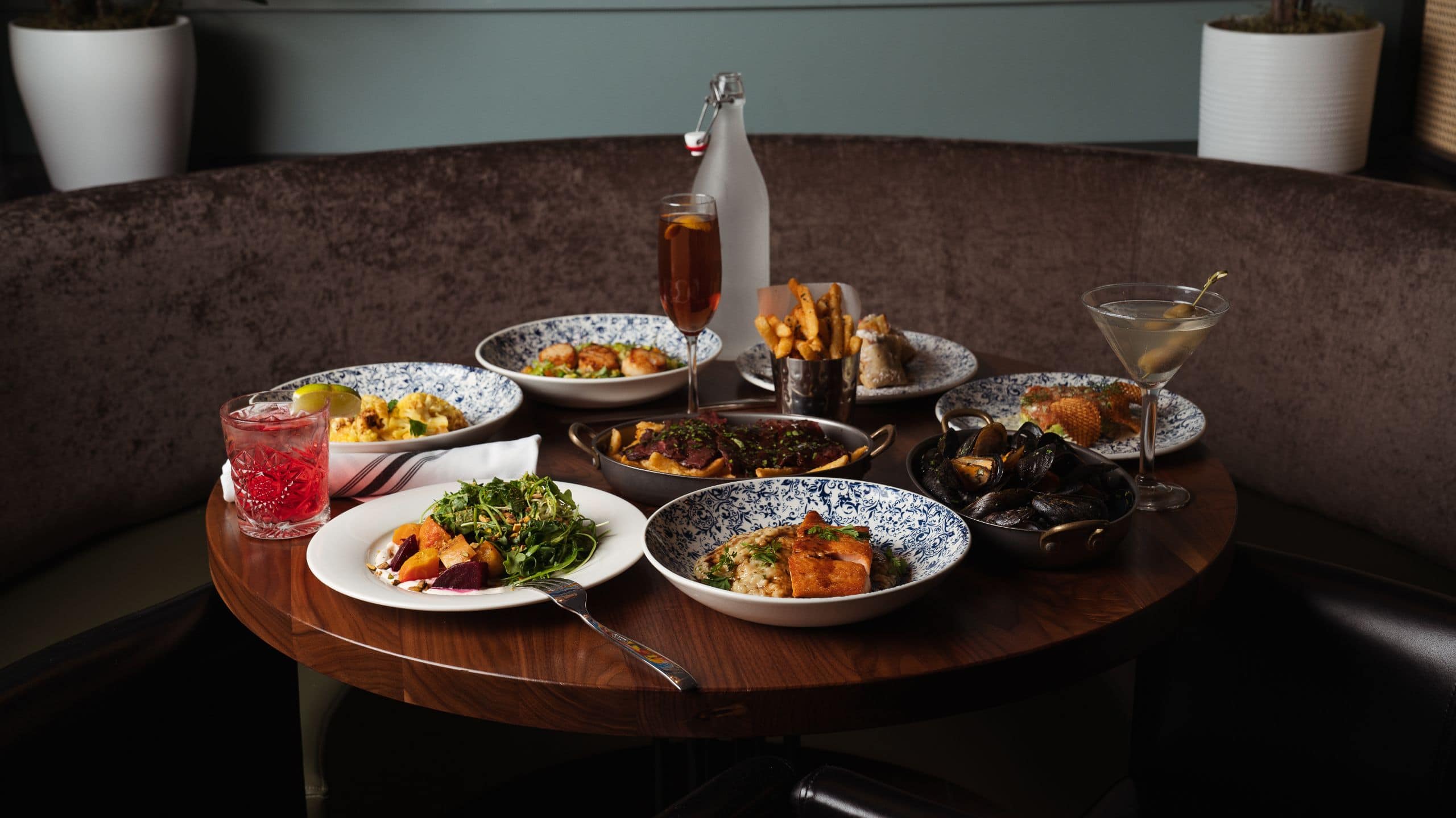 Hyatt Centric The Loop Chicago Bandol Bar Dining Table Food Layout