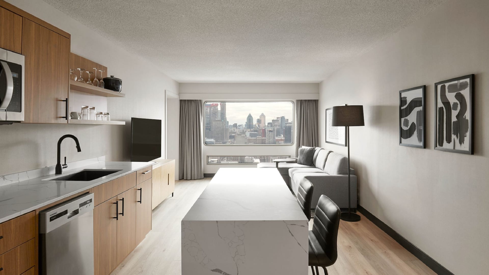 Hyatt Place Montréal – Downtown Junior Suite Kitchen Into Living Area