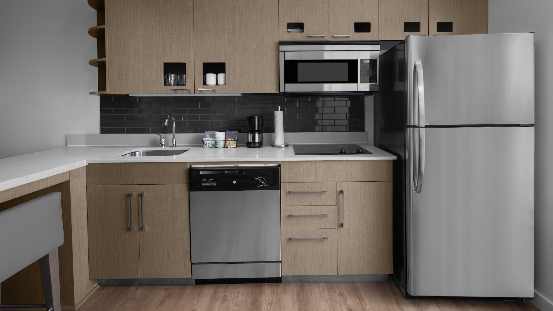 2 of 4 Hyatt House Raleigh North Hills One Bedroom King Suite Kitchen